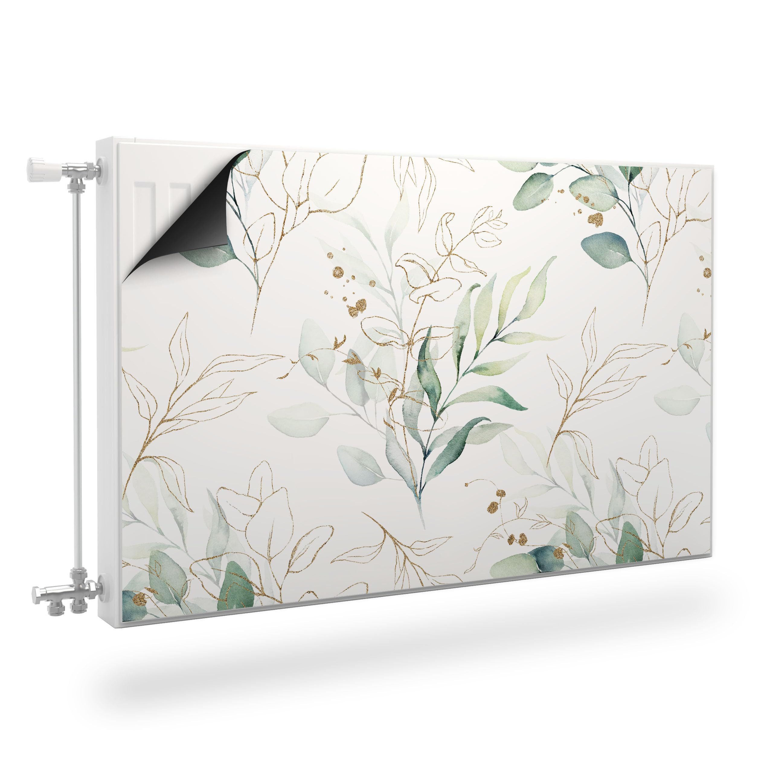 Muralo Magnetfolie Heizkörperverkleidung Zarte Blätter – Heizkörperabdeckung magnetisch, 80x60 cm, abriebfest, abwischbar