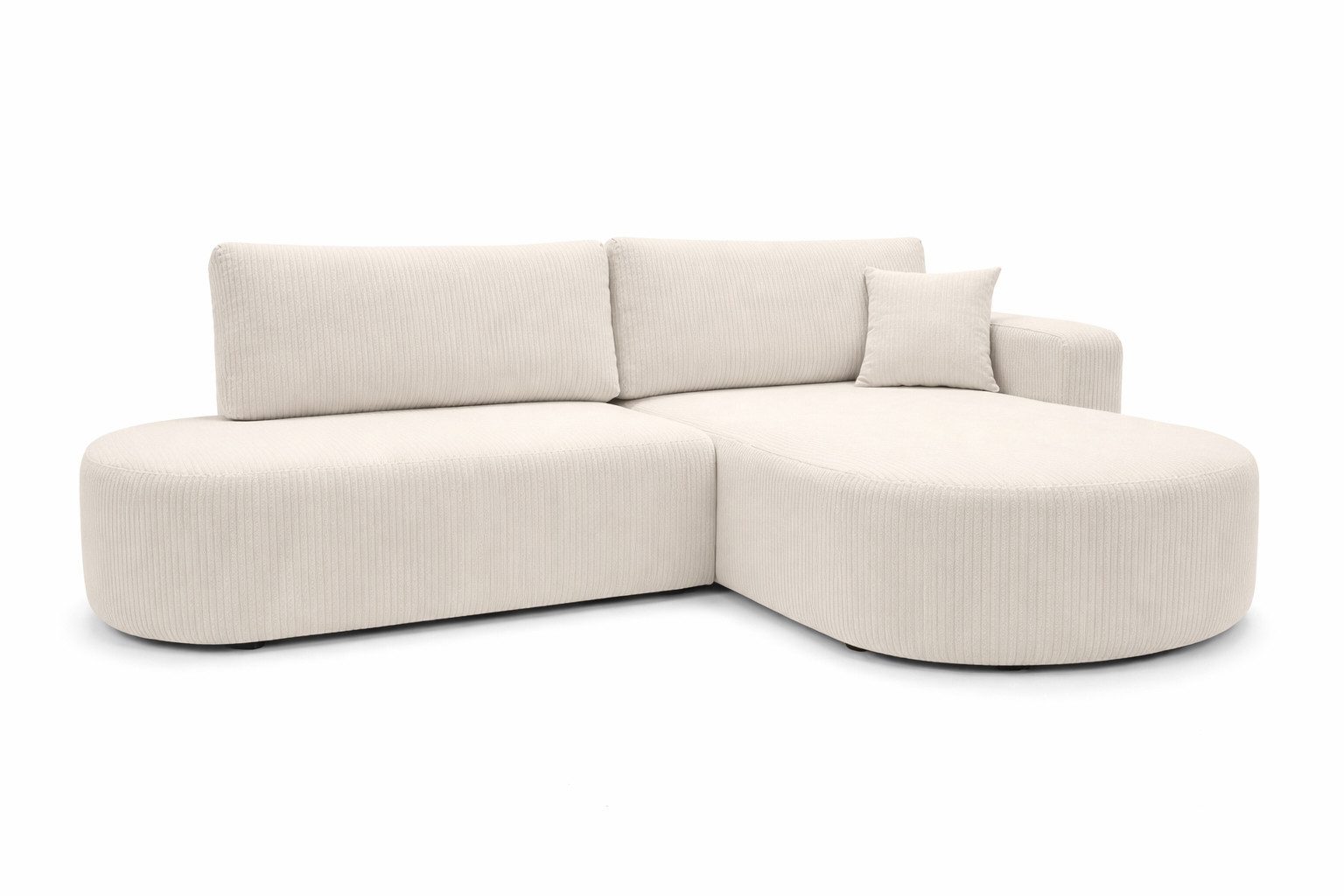 Kaiser Möbel Ecksofa mit Schlaffunktion und Bettkasten, Cordstoff POSO, ROUND ONE OPEN XL, Abgerundete Form, Große Liegefläche, Cordstoff mit markanter Struktur