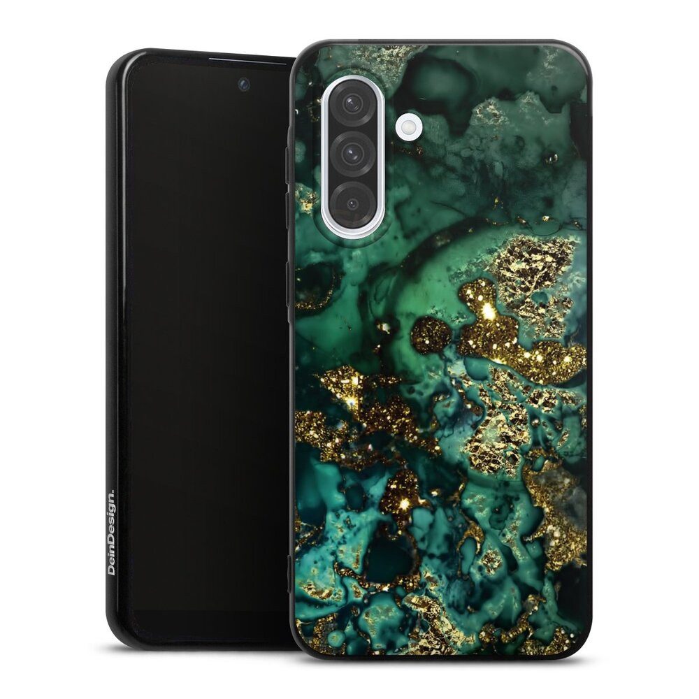 DeinDesign Handyhülle Marmor Glitzer Look Muster Cyan Glitter Marble Look, Samsung Galaxy A36 5G Silikon Hülle Bumper Case Handy Schutzhülle