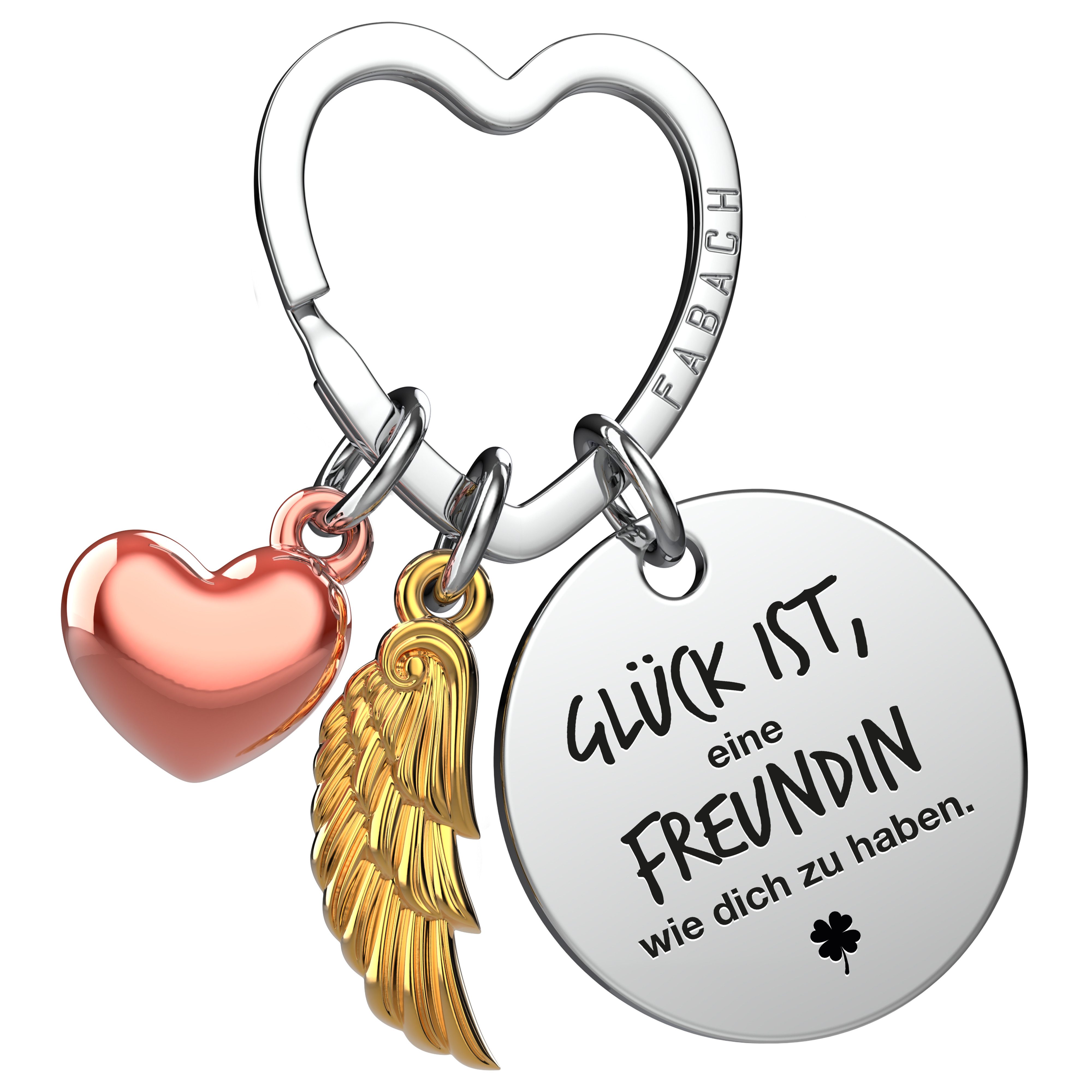 FABACH Schlüsselanhänger Glücksbringer Herz und Engelsflügel mit Gravur "Be günstig online kaufen