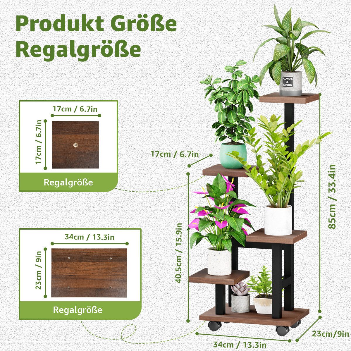 Simloveve Blumenständer Pflanzenständer aus Holz und Metall Pflanzentreppe günstig online kaufen
