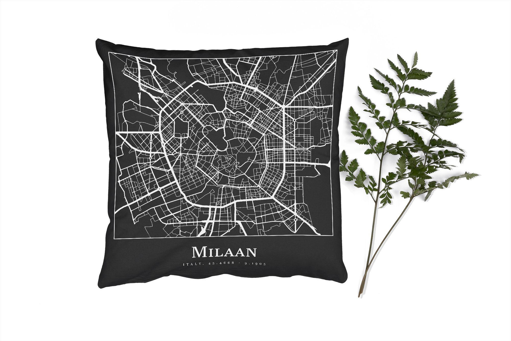 MuchoWow Dekokissen - mit - Stadtplan, Sofakissen Füllung Mailand für Zierkissen Schlafzimmer, Karte Wohzimmer, Deko