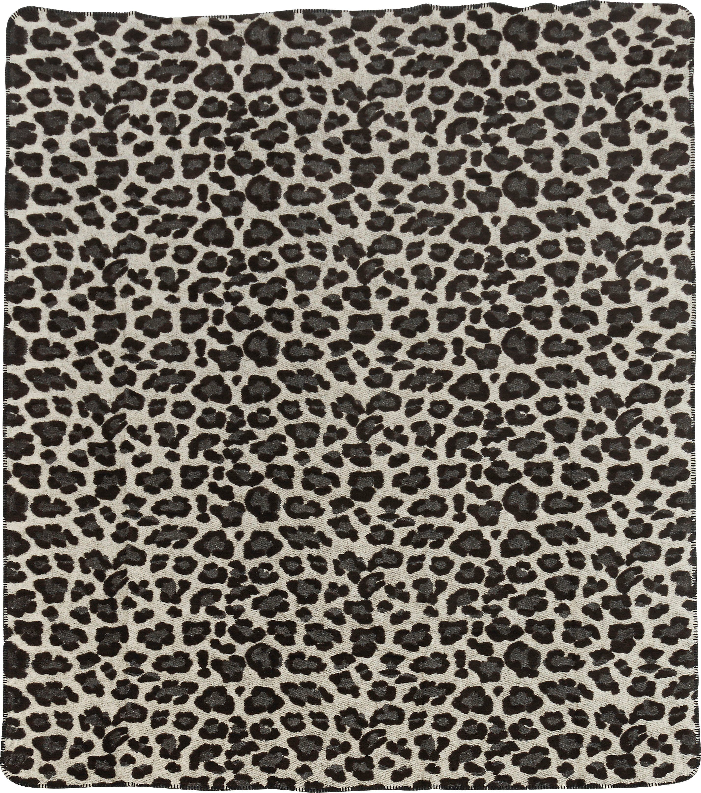 Wohndecke Leopard, done.®, Wohndecke mit einfassender Ziernaht im Leo-Look, Kuscheldecke | Kunstfelldecken