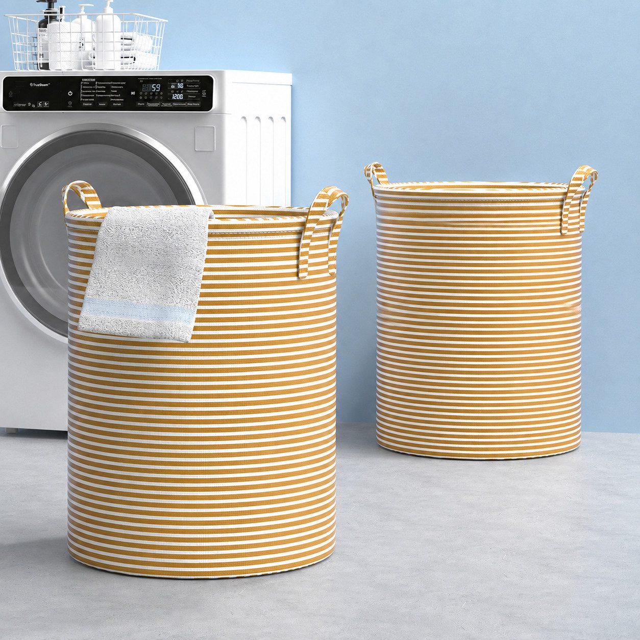 JASLIFE Wäschekorb Faltbarer Wäschekorb mit Tragegriffen, wasserabweisend, aus Vliesstoff (Set mit drei unterschiedlichen Größen und Designs), geeignet für Badezimmer, Schlafzimmer, Kinderzimmer und Waschküche