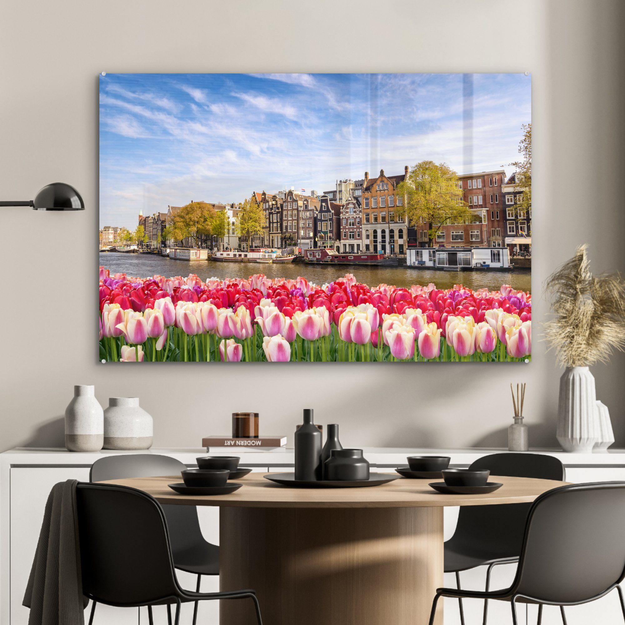 MuchoWow St), Skyline - Acrylglasbild Schlafzimmer Grachten Amsterdam, - Wohnzimmer (1 & Acrylglasbilder