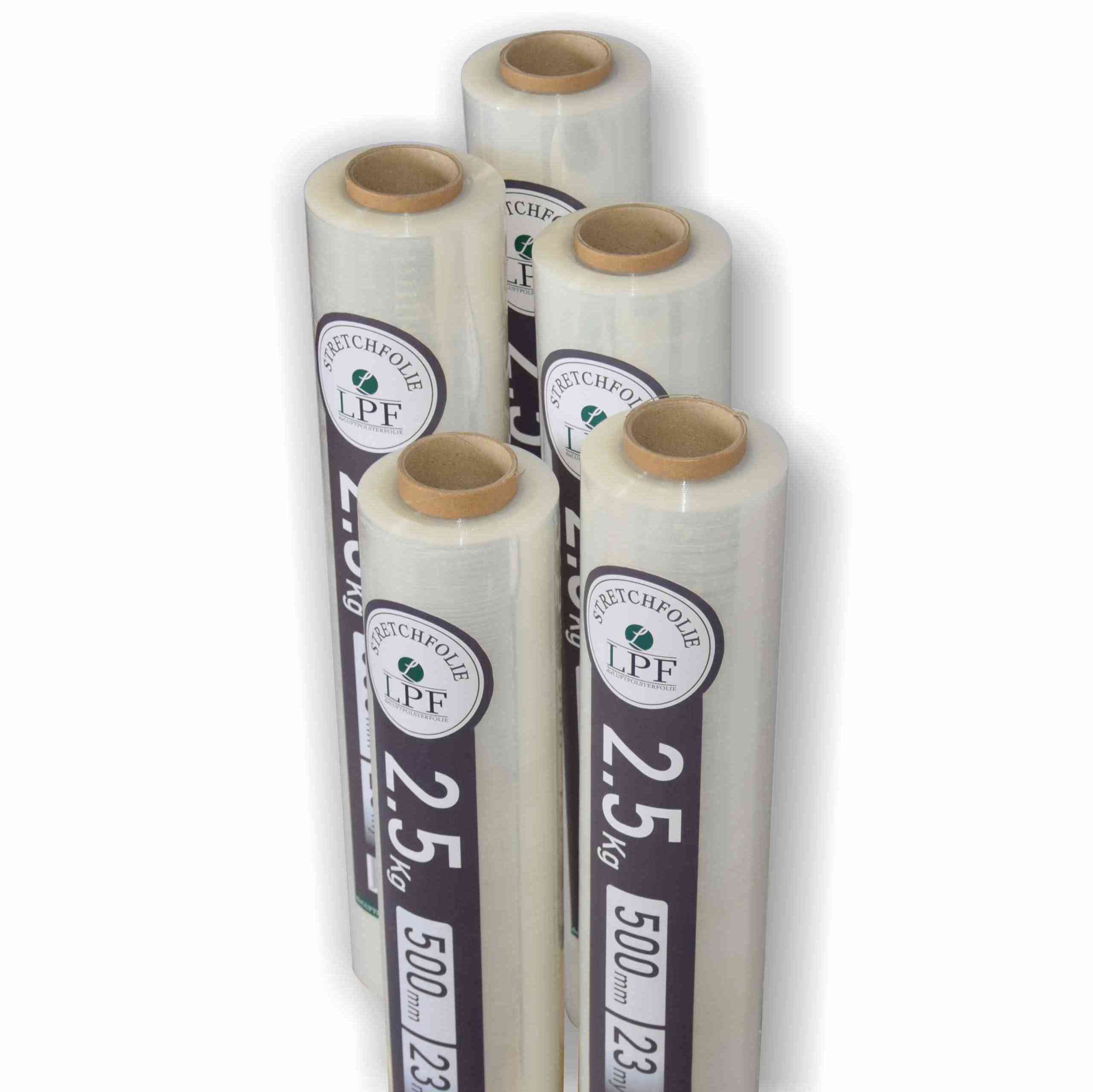 LPF dieLUFTPOLSTERFOLIE Schutzfolie 5x Stretchfolie Wickelfolie transparent 2,5Kg, Breite 500mm