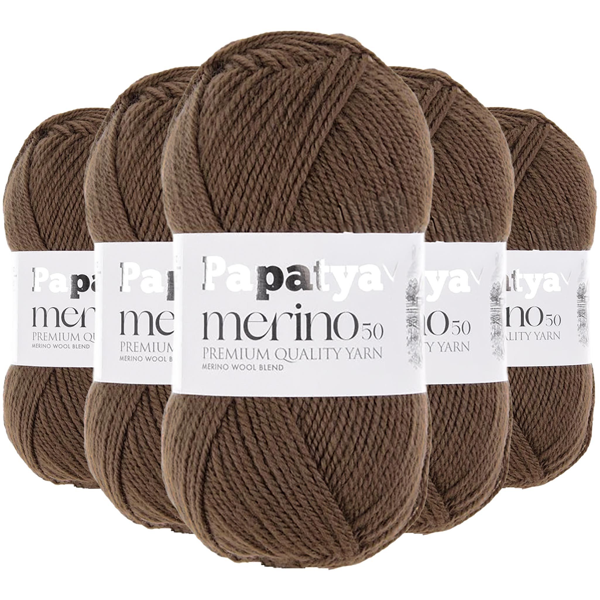 maDDma 5x100g Winterwolle Papatya Merin50 Strickgarn Häkelgarn Häkelwolle, 1050 m (Sparpaket (5 Knäuel je 100g), 5-St), beigegrau
