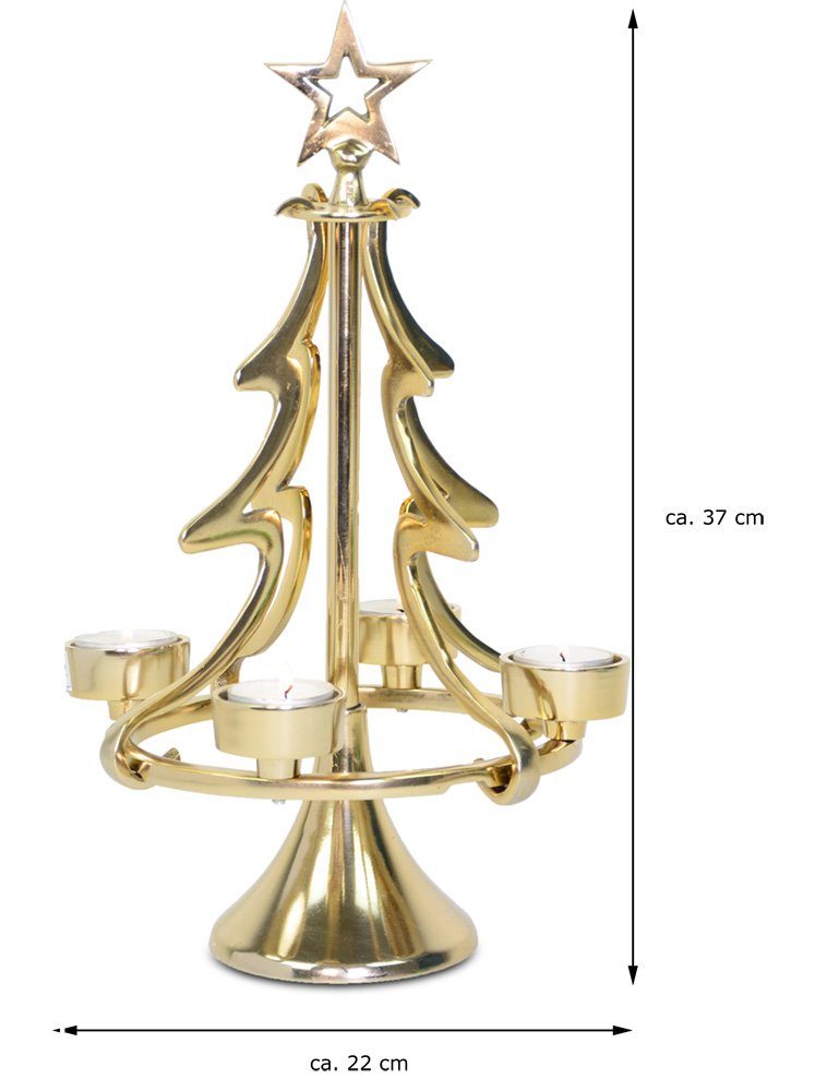 Silber Exklusiver WEINBERGER Gold oder Weihnachtsdekoration Metall Weihnachtsbaum Kerzenständer & Christbaum, Adventskranz Kerzenhalter RIFFELMACHER -