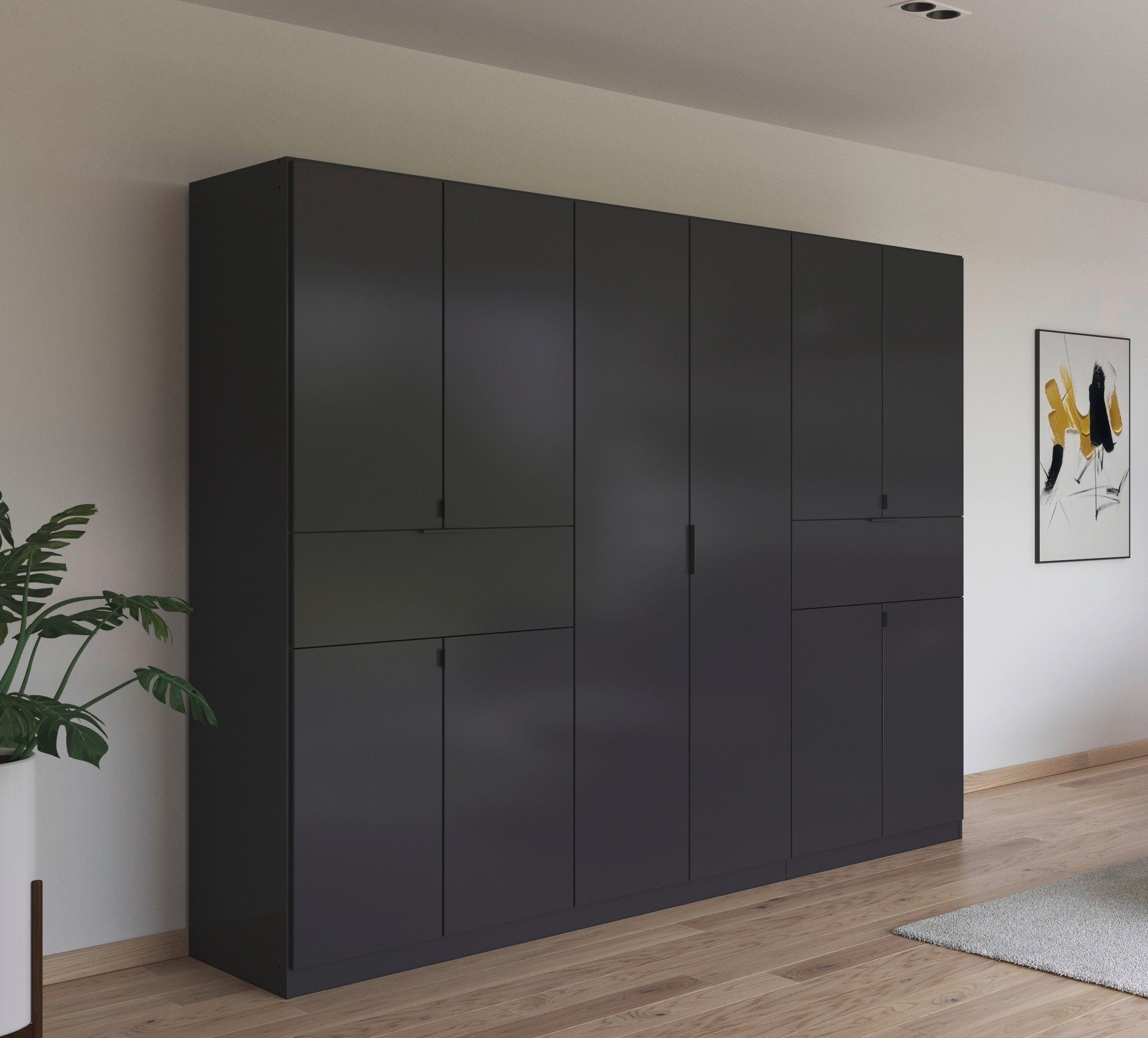 rauch Drehtürenschrank Kleiderschrank Schrank Garderobe Wäscheschrank TICAO (Schubladen in der Höhe variabel positionierbar) mit 2 geräumigen Schubladen, viel Stauraum MADE IN GERMANY