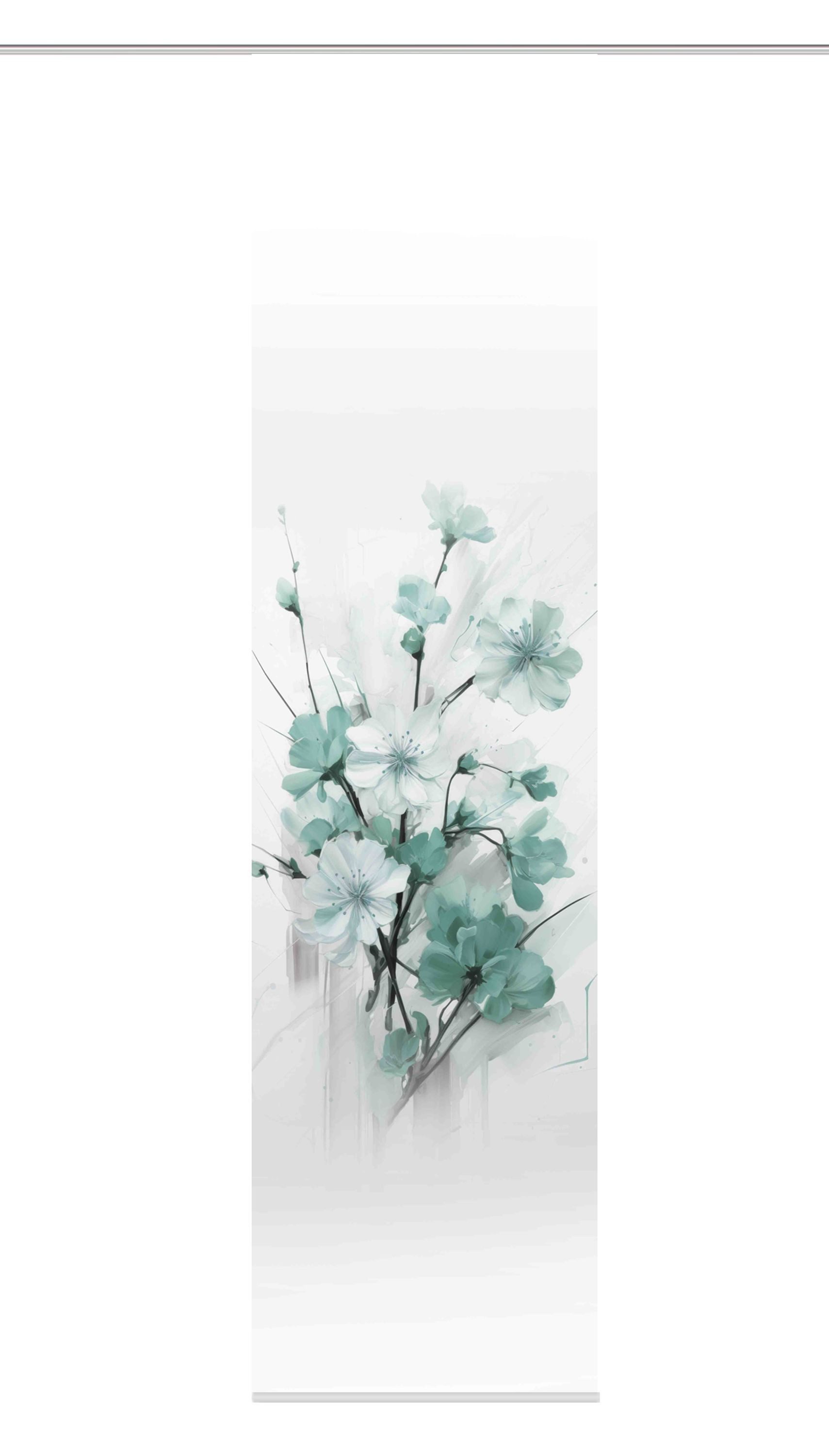 HOME WOHNIDEEN Schiebegardine Schiebegardine LOTUS, Seidenoptik, blickdicht, 245x60 cm, Kirschblüten (1 St), Paneelwagen, blickdicht, 100% Polyester