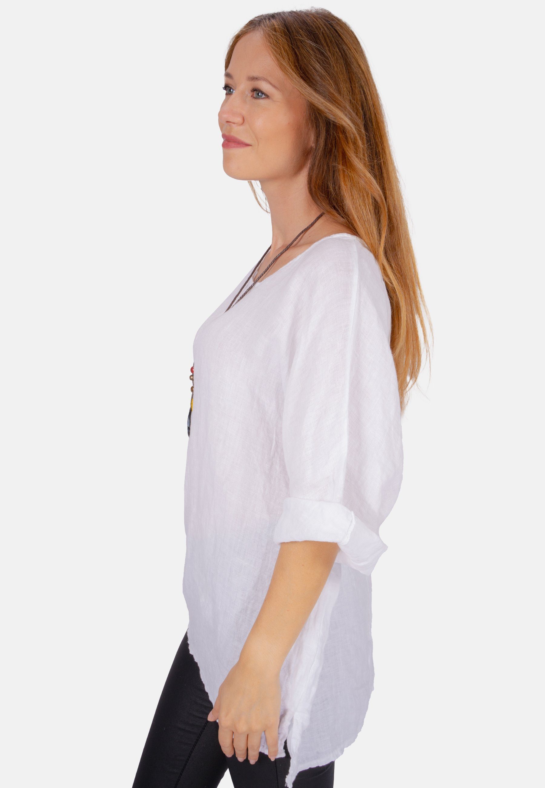 Seasons of April Kurzarmbluse LINA OVERSIZED Weit geschnittene Leinenbluse