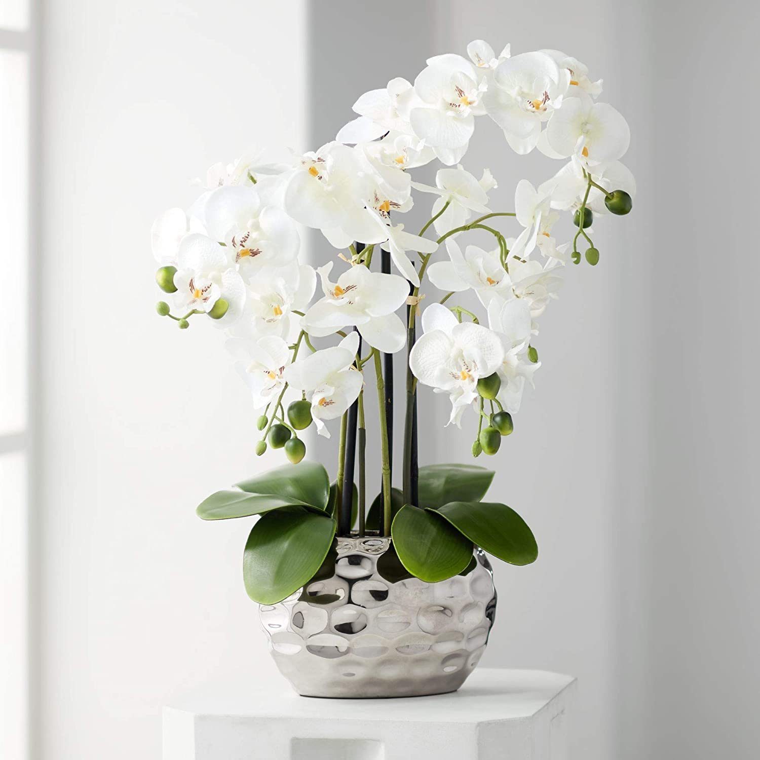 Kunstorchidee Kunstpflanze Orchidee Orchidee, Creativ green, Höhe 55.00 cm, im Keramiktopf silber