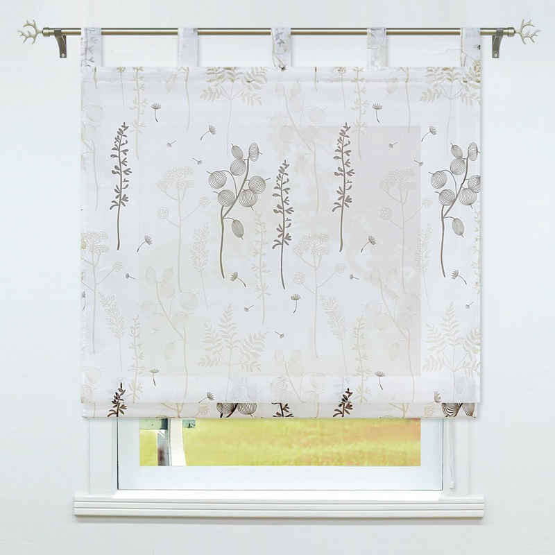 Raffrollo, Joyswahl, mit Schlaufen, Kurz Rolls Küche Vorhang Modern Schlaufenrollo Laternenblume Muster
