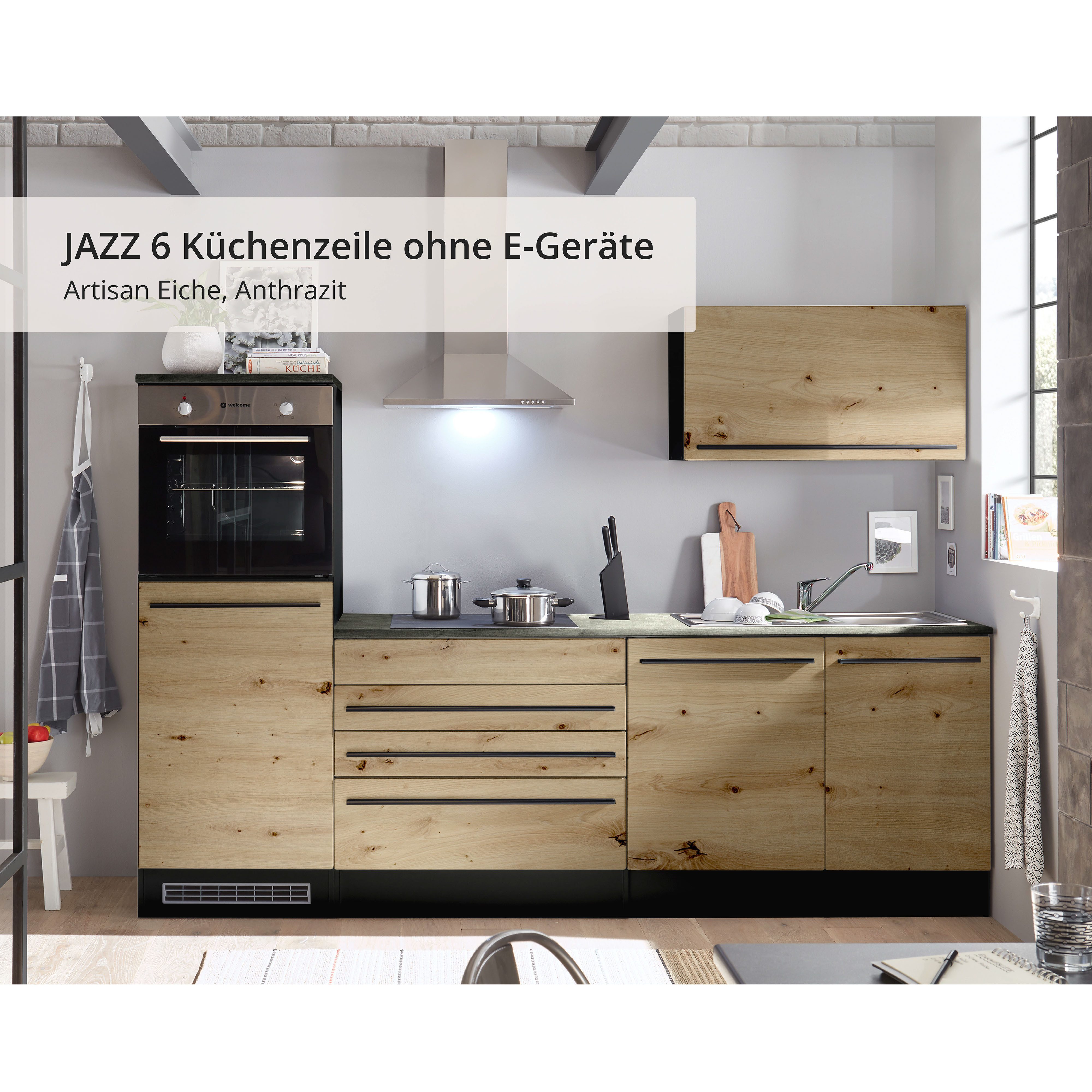 BASIC by Balculina Küchenzeile Jazz, Breite 260 cm, wahlweise mit E-Geräten
