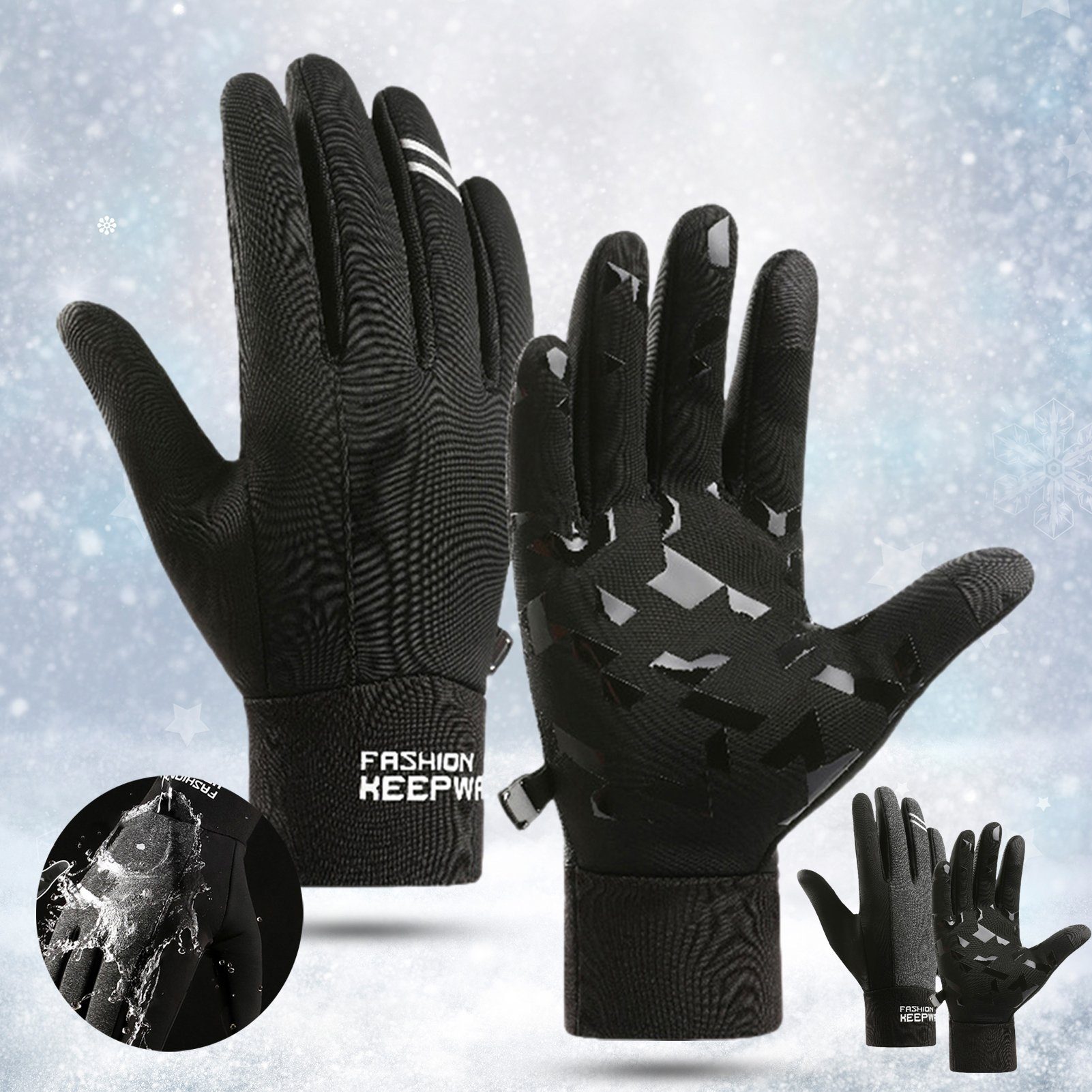 Rutaqian Fahrradhandschuhe Touchscreen Handschuhe, Sport Elastisch Gloves für Herren Damen Touchscreen, Warmhalten, Anti-Verlust Grau