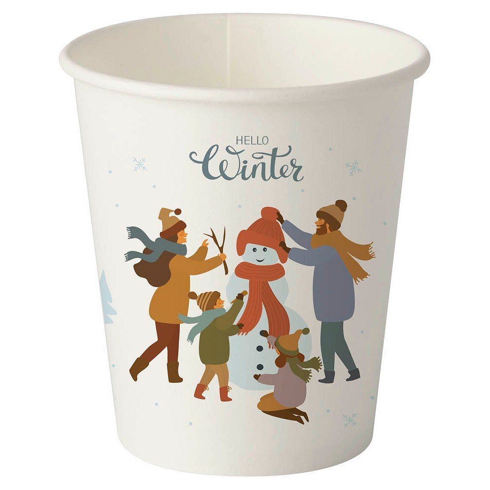 PAPSTAR Coffee-to-go-Becher 50 Pappbecher für Heißgetränke HELLO WINTER 0,2l, Pappe, PLA-Beschichtung