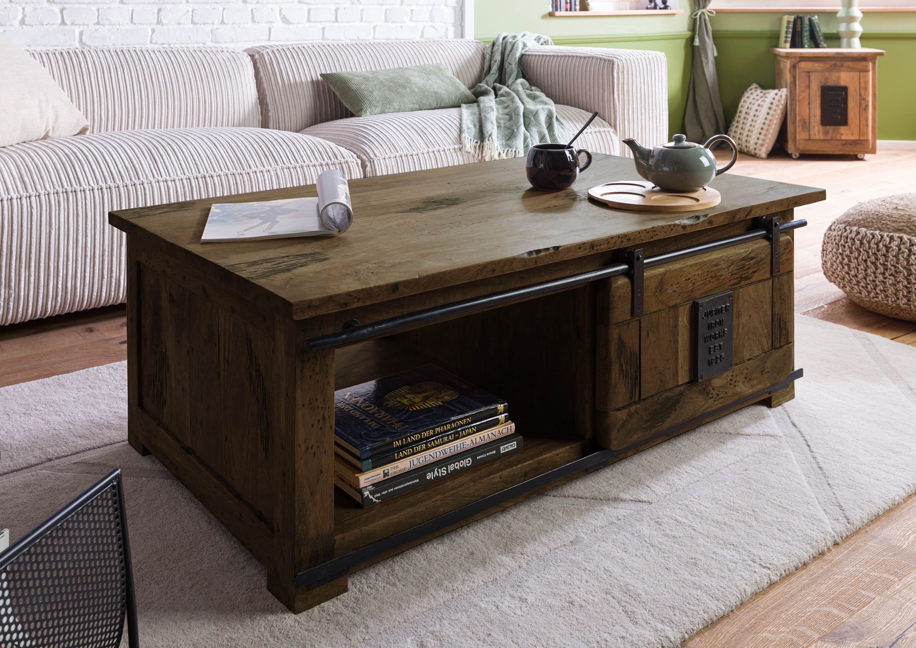 Massivmoebel24 Couchtisch Couchtisch Mango 120x70x45 braun günstig online kaufen