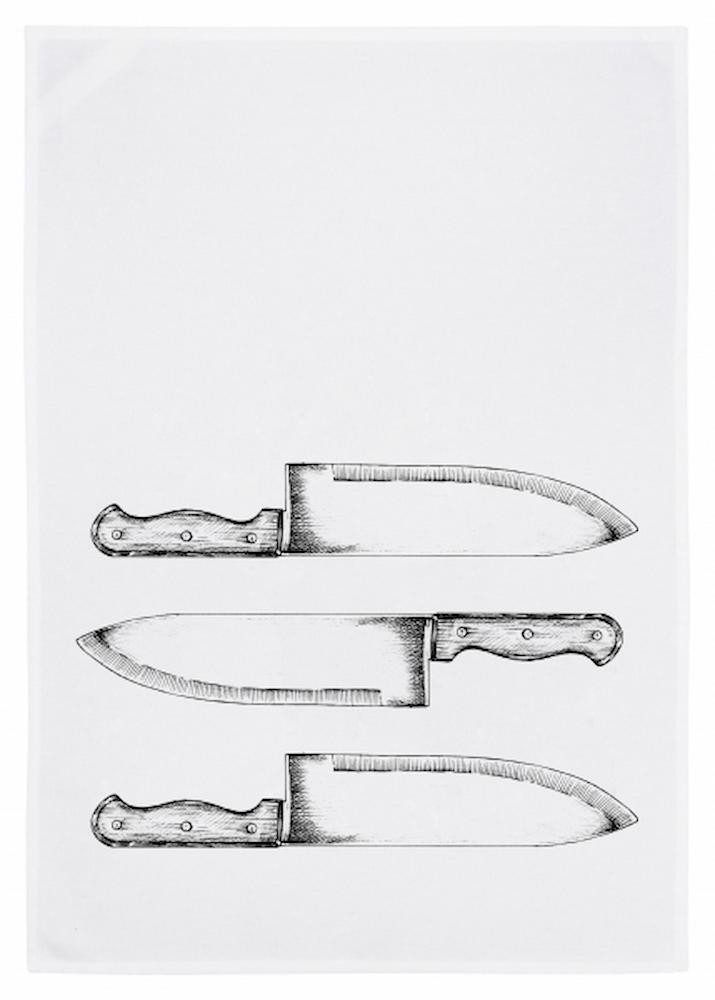 17;30 Hamburg Geschirrtuch Messer, Grau, (1-tlg), 50x70cm, Siebdruck