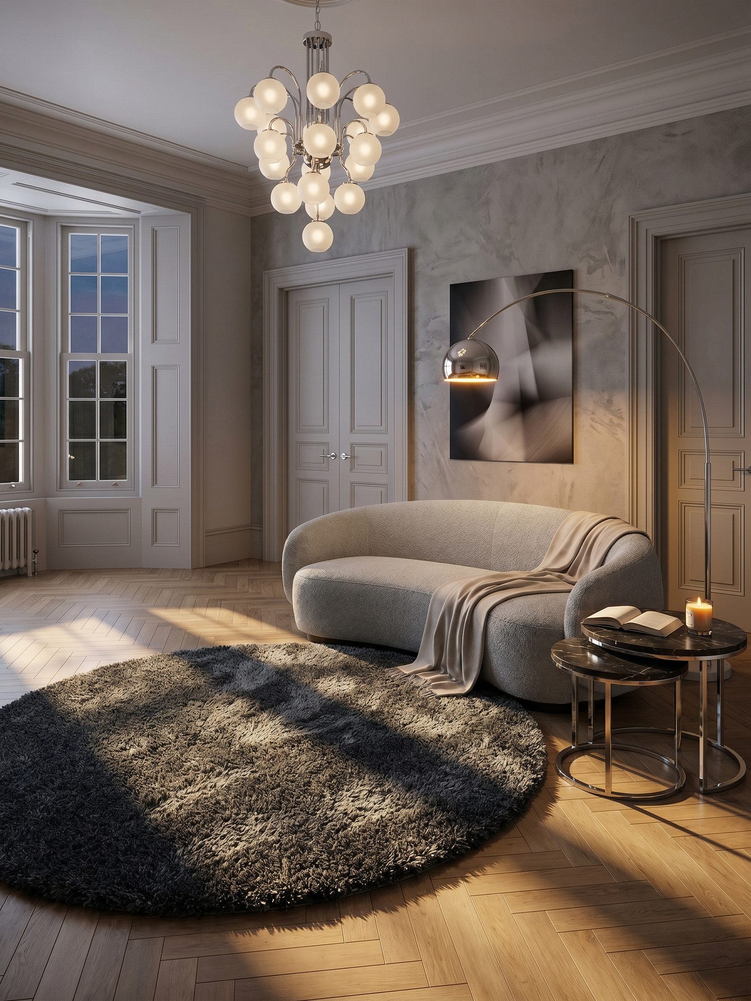 KADIMA DESIGN Teppich Hochflor Teppich Wohnzimmer SALZACH Uni Rund Läufer Schlafzimmer, Rund, Höhe: 52 mm, Anthrazit, 80x80 cm, Wohnzimmerteppich Strapazierfähig Waschbar