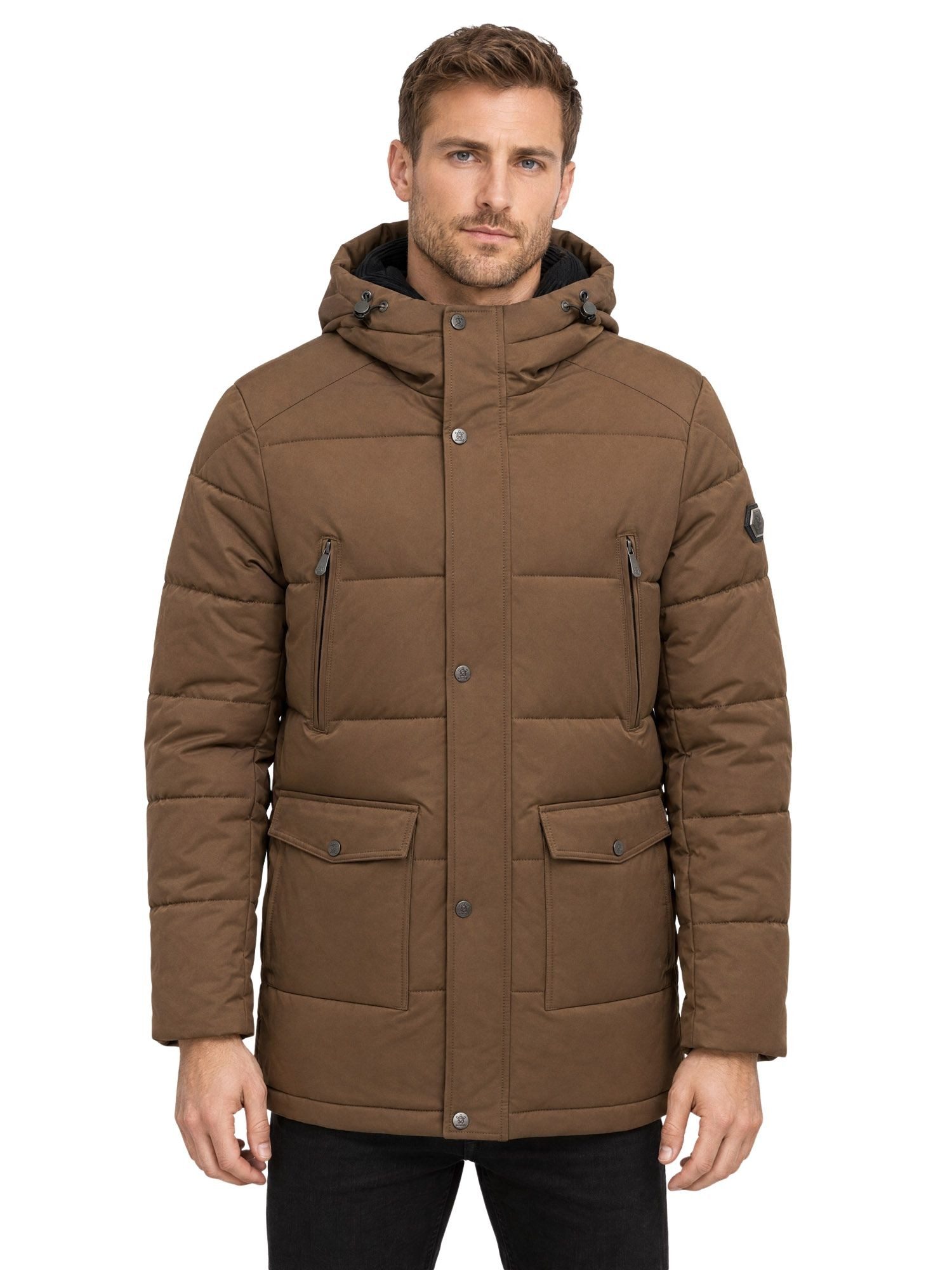 Tazzio Winterjacke A823 Lange Steppjacke mit Kapuze, Strickeinsatz innen und Innentasche