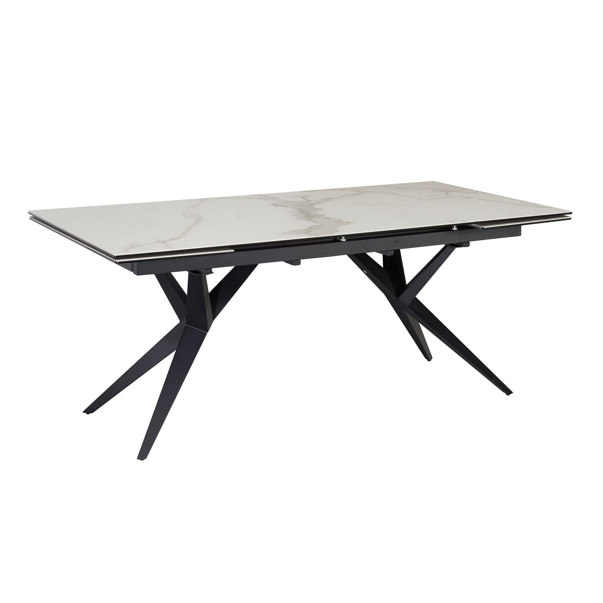 Wohnling Esstisch WL7.145 180 - 260 cm Ausziehbar Keramik Keramiktisch Esszimmertisch (Ausziehbar Modern, 180 - 260 cm Glas Keramik Weiß), Keramiktisch Esszimmer, Esszimmertisch Metallbeine