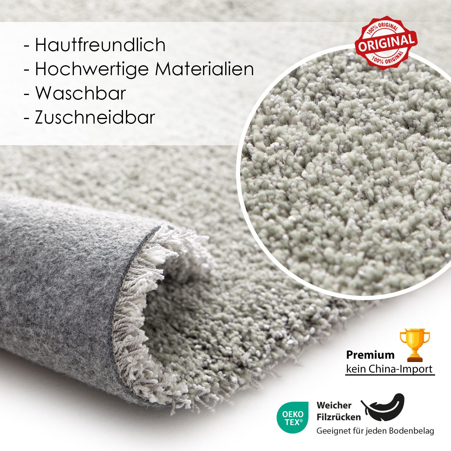 DomDeco Hochflor-Teppich LOOMA Teppich weich, waschbar, rutschfest, Teppich modern, Rechteckig, Gemütlich, flauschig, pflegeleicht