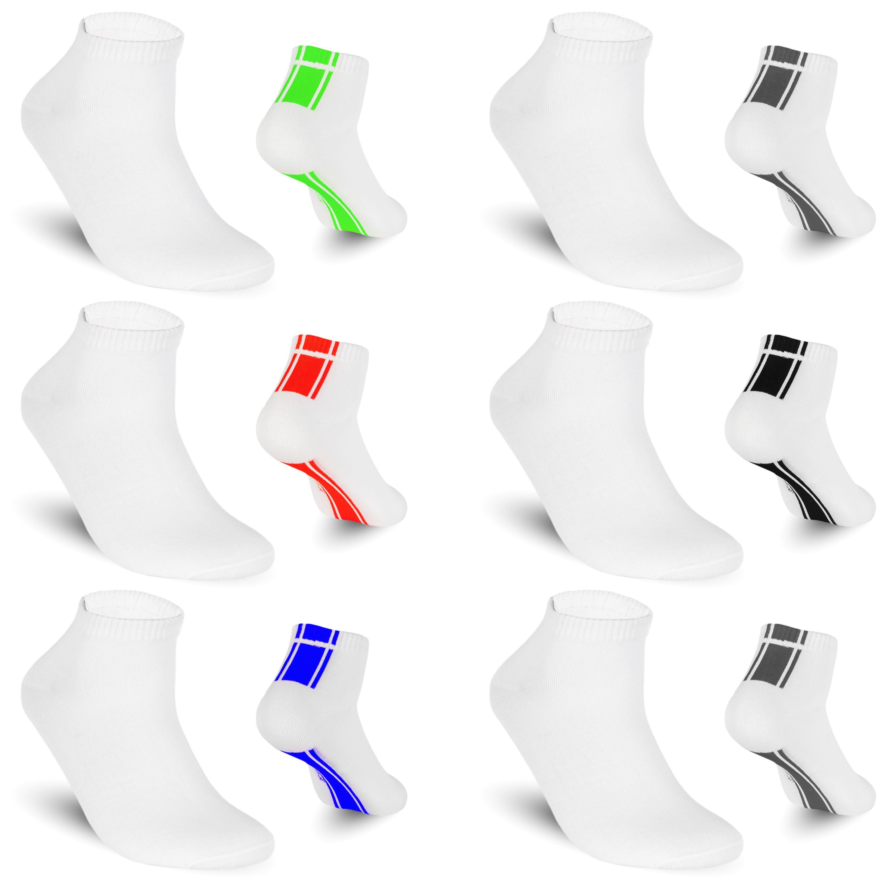 TEXEMP Sneakersocken 6, 12, 18 Paar Sneaker Socken Herren & Damen Mehrfarbig Baumwolle (Packung, 12-Paar) Robust & Langlebig