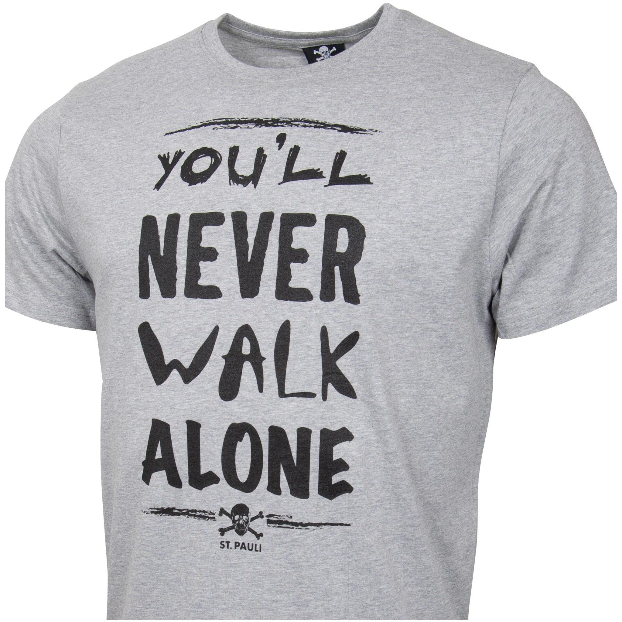 FC St. Pauli Print-Shirt FC St. Pauli - T-Shirt You'll never Walk Alone - Grau-Schwarz
