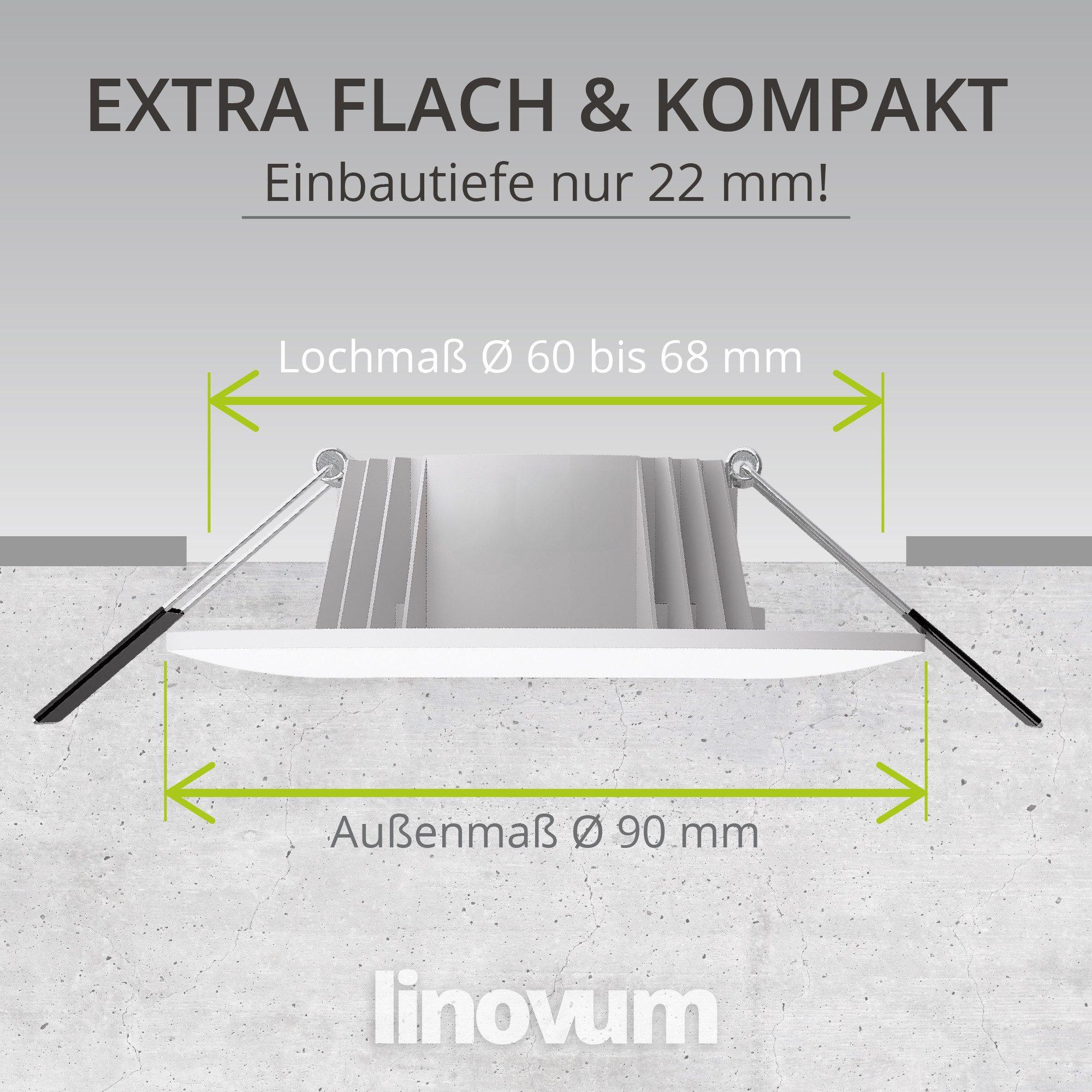 linovum LED Außen-Deckenleuchte CERBUS Einbauspot Bad IP65 einstellbare Lichtfarben warm neutral kalt, Neutralweiß, Warmweiß, Tageslichtweiß – Bild 4 von 5