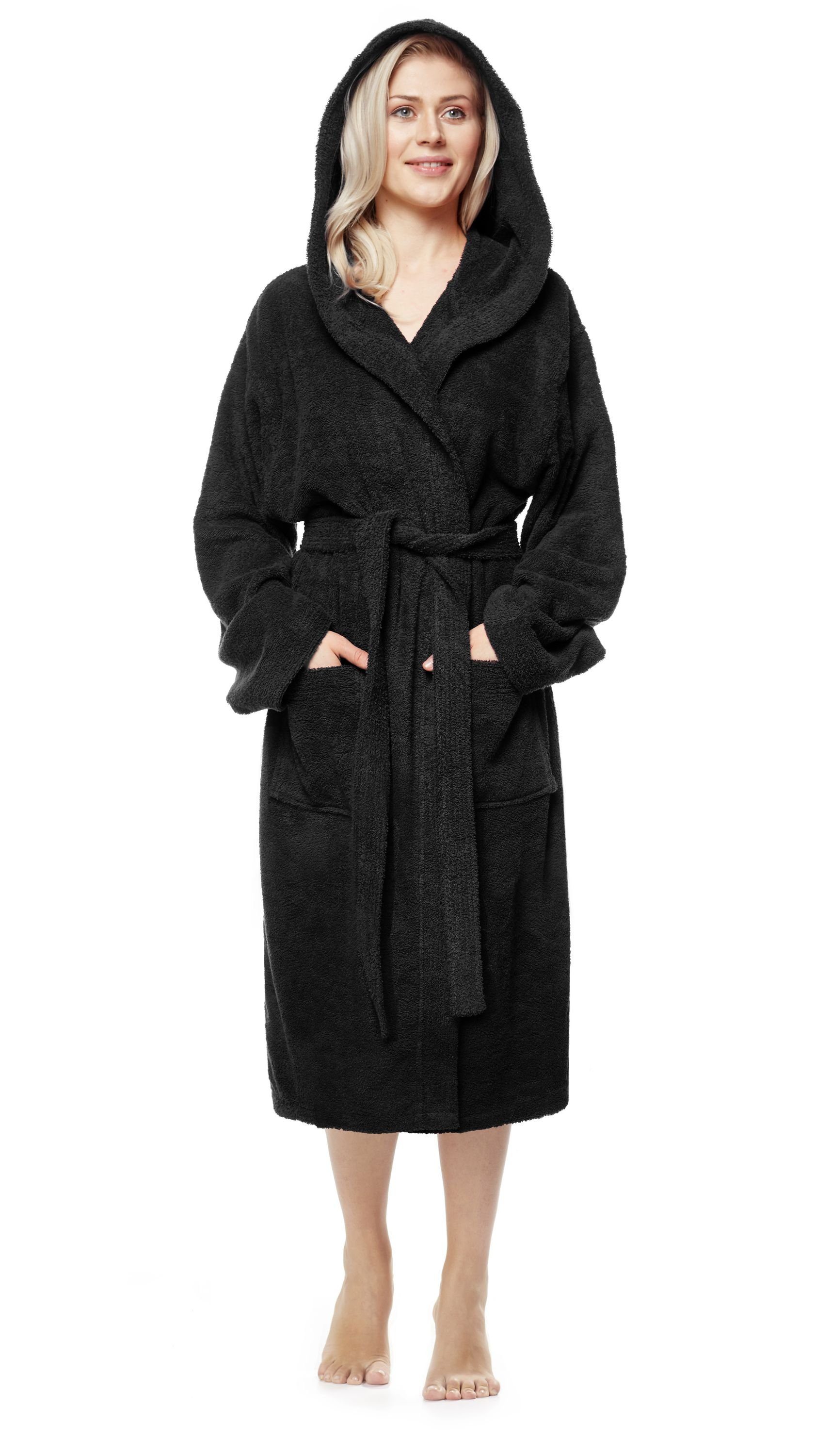 Arus Damenbademantel Pandora, waden lang, mit Kapuze, 100% Baumwolle, für S günstig online kaufen