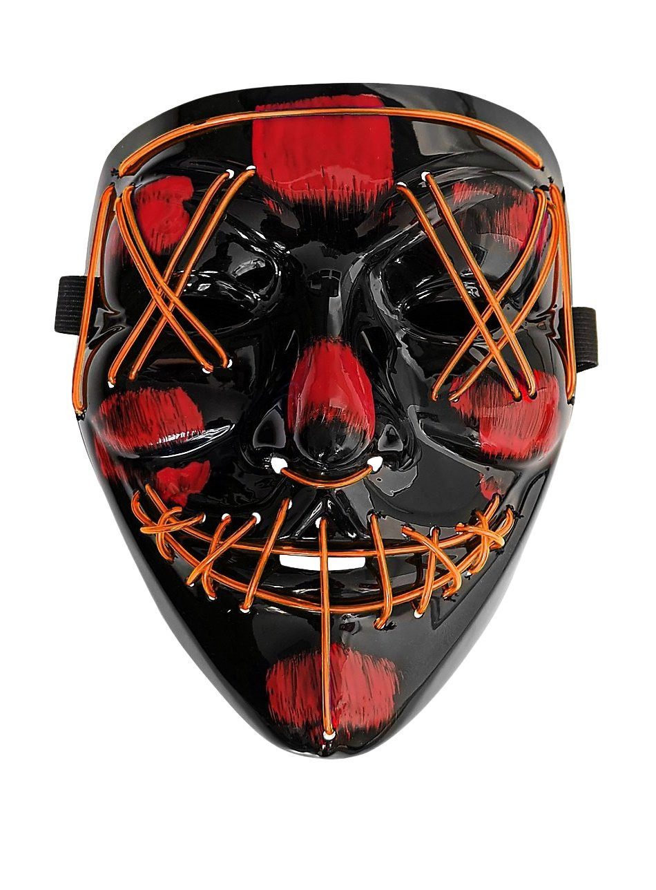 Maskworld Verkleidungsmaske LED Maske orange, Coole Leuchtmaske wie in The Purge