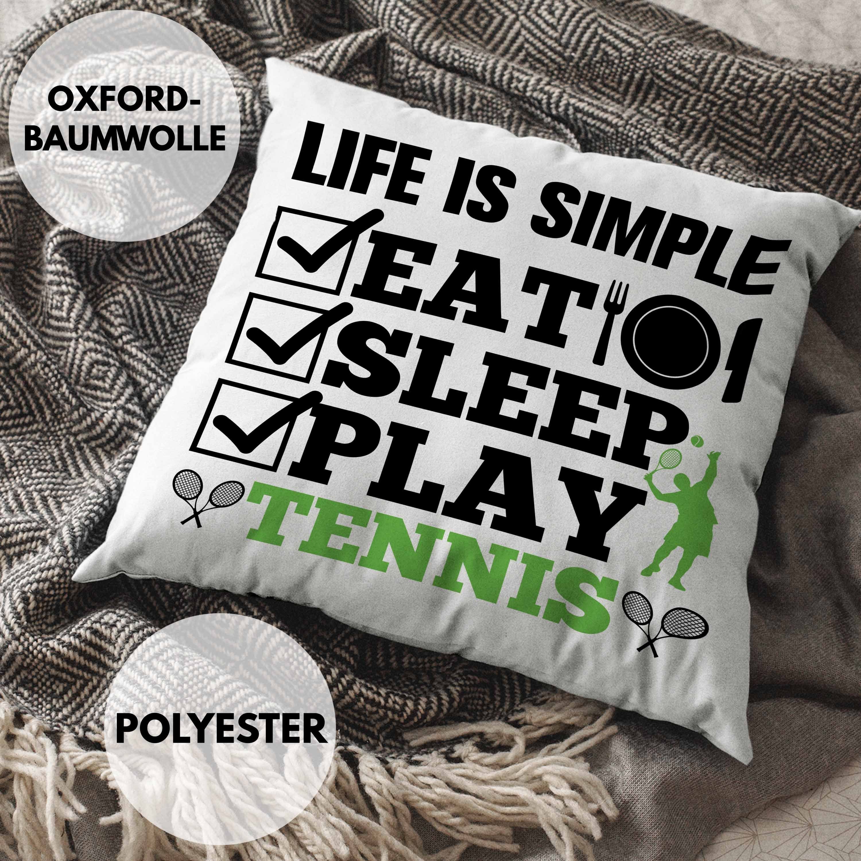 Blau mit Spruch - Tennis Füllung Trendation mit Eat Kissen für Trendation Tennisspieler Dekokissen 40x40 Geschenk Tennis Dekokissen für Sleep Männer Frauen