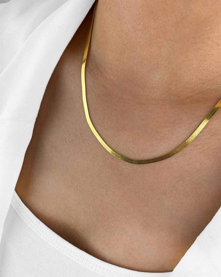 DANIEL CLIFFORD Schlangenkette 'Janine' Damen Halskette Silber 925 18 Karat vergoldet Snake (inkl. Verpackung), größenverstellbare Schlangenkette perfekt für den Layering-Look