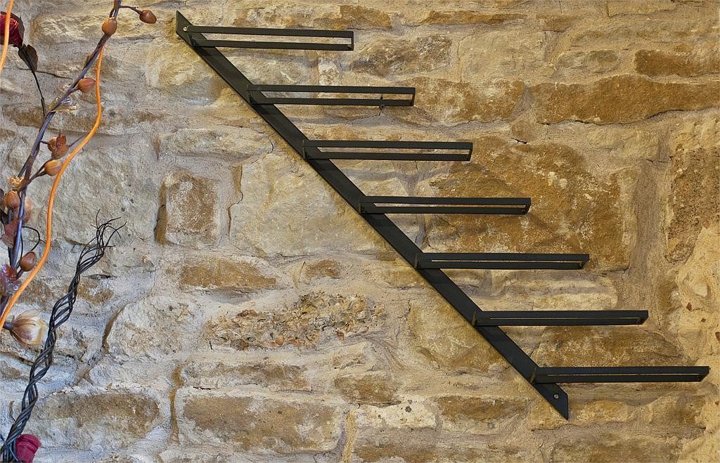 DanDiBo Weinregal Metall Schwarz Diagon 100 cm Flaschenhalter Flaschenständer Wandregal – Bild 5 von 5