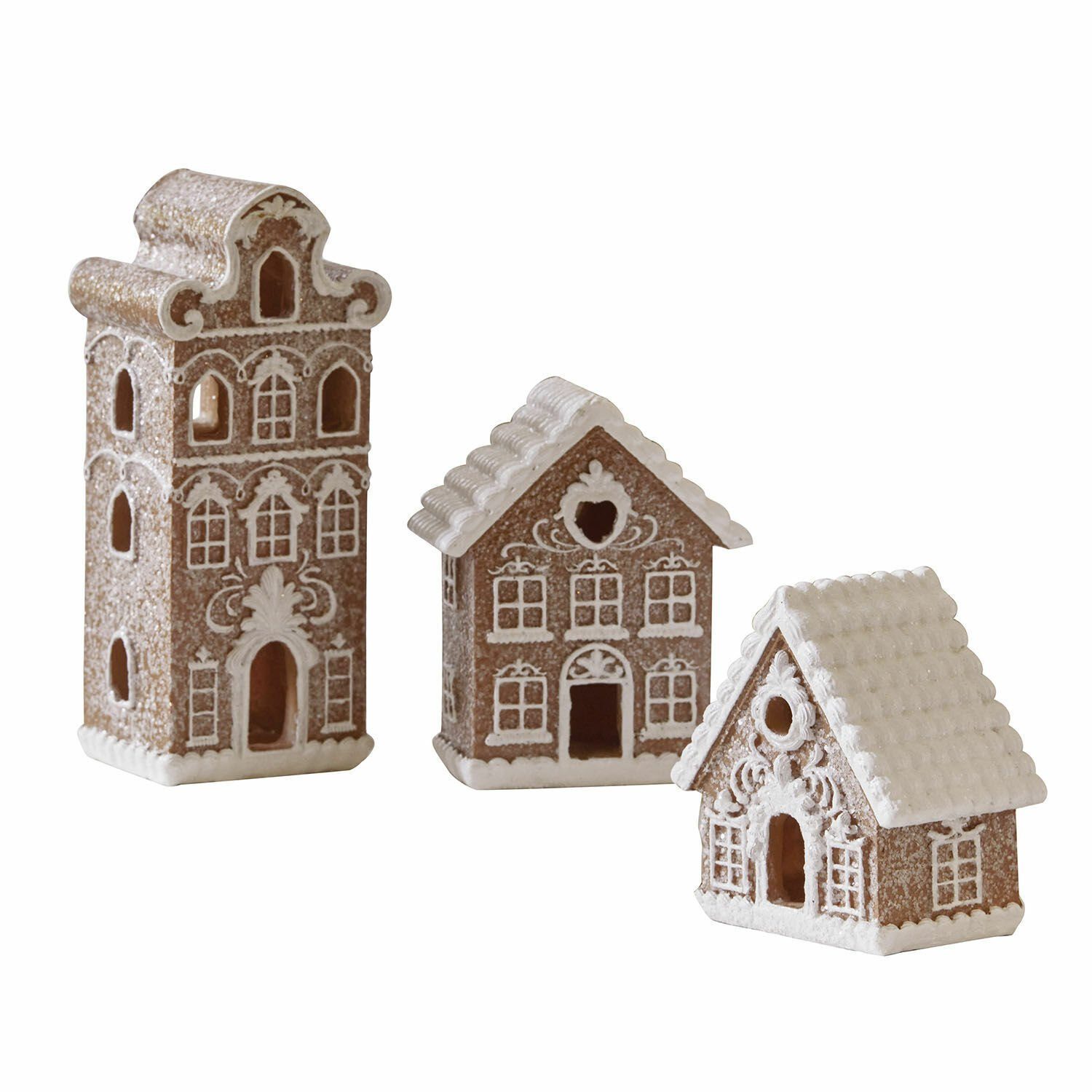 Mirabeau Weihnachtsfigur Deko-Haus 3er Set Gabin braun/weiß (3er Set, 3er S günstig online kaufen