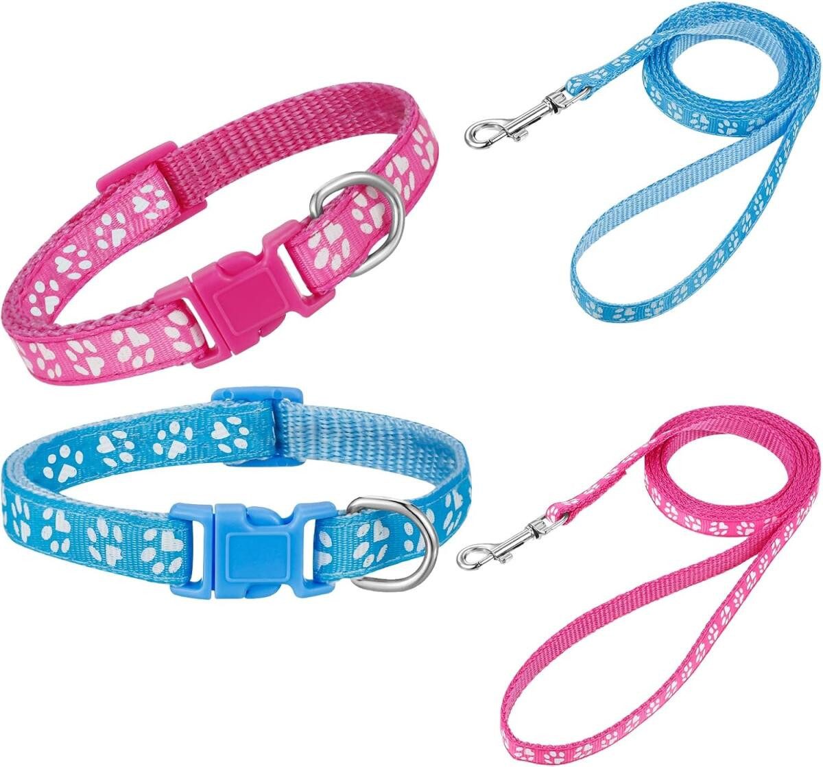FELIXLEO Anbindestrick 2 Stück Welpen Halsband mit Leine Verstellbar Nylon Kleine Hunde, (1-tlg)