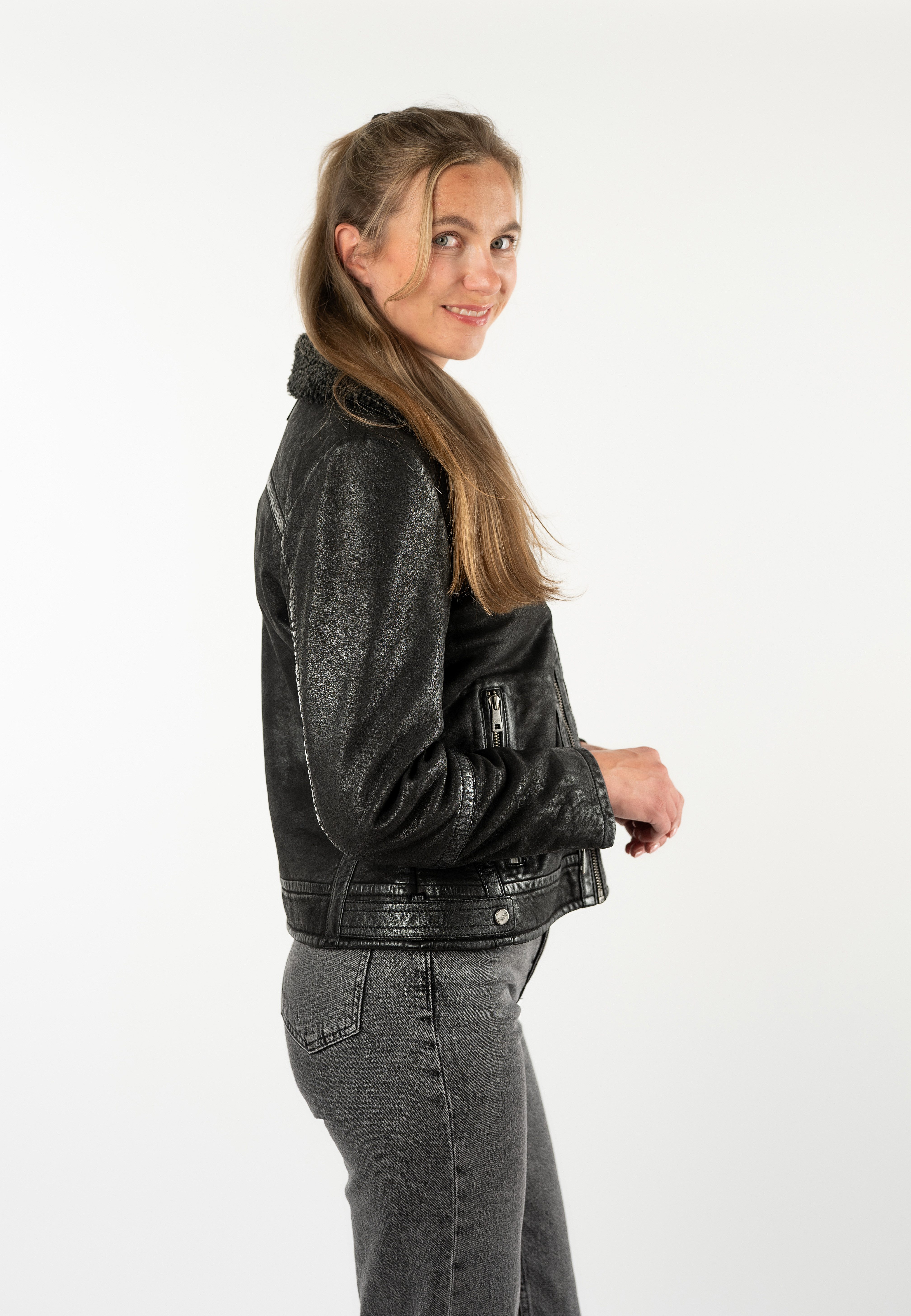 Mauritius Lederjacke MWIskra mit Teddyfell-Kragen – Bild 3 von 5