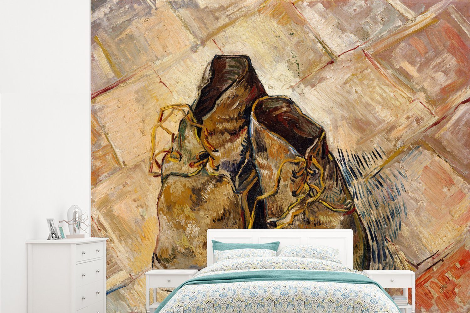 Matt, (5 - St), bedruckt, Gogh, van Küche, Fototapete MuchoWow Fototapete Vliestapete Schuhe Vincent Wohnzimmer für Schlafzimmer