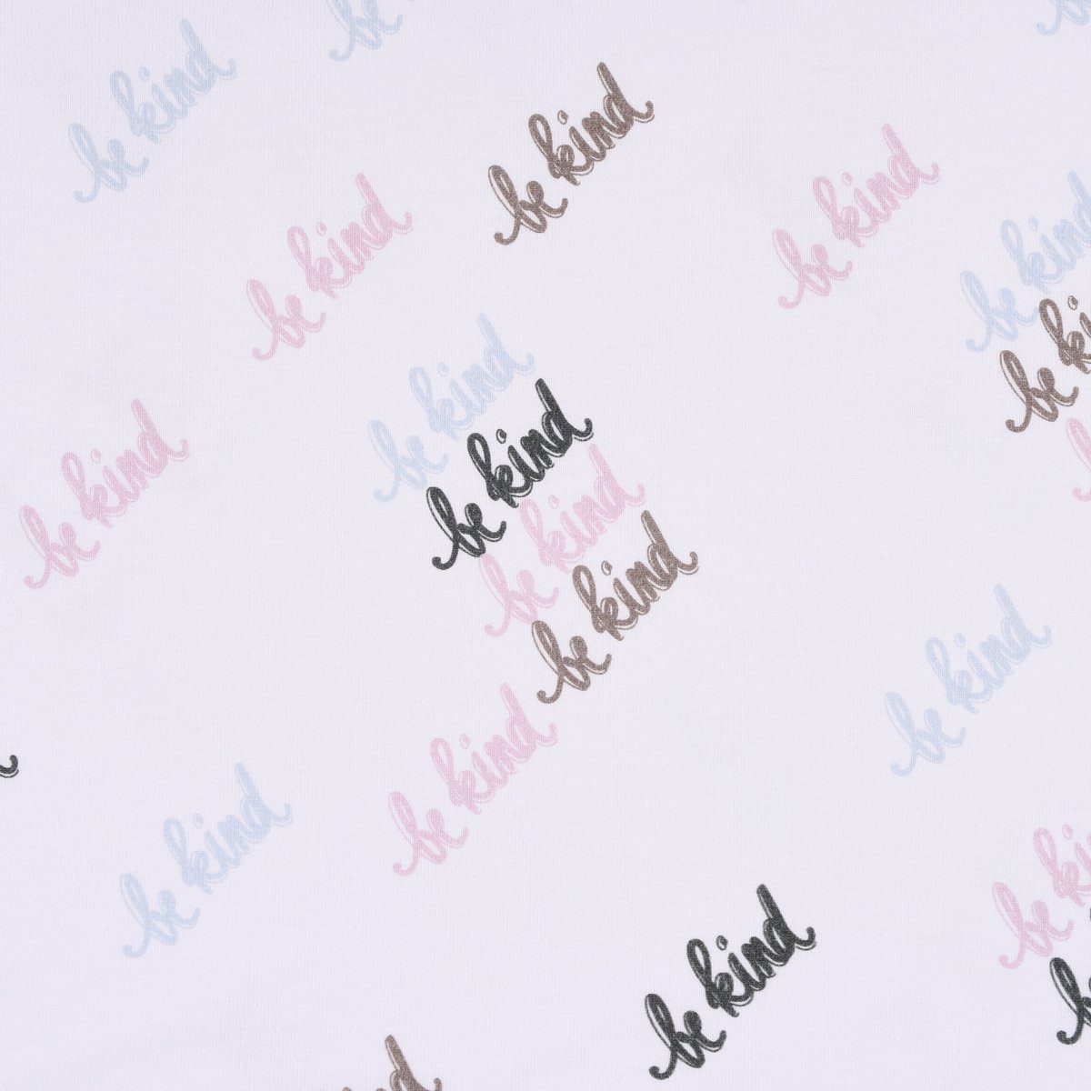 Stoff Lillestoff Bio Jersey Freundliche Welt be kind beige blau rosa 1,5m, allergikergeeignet