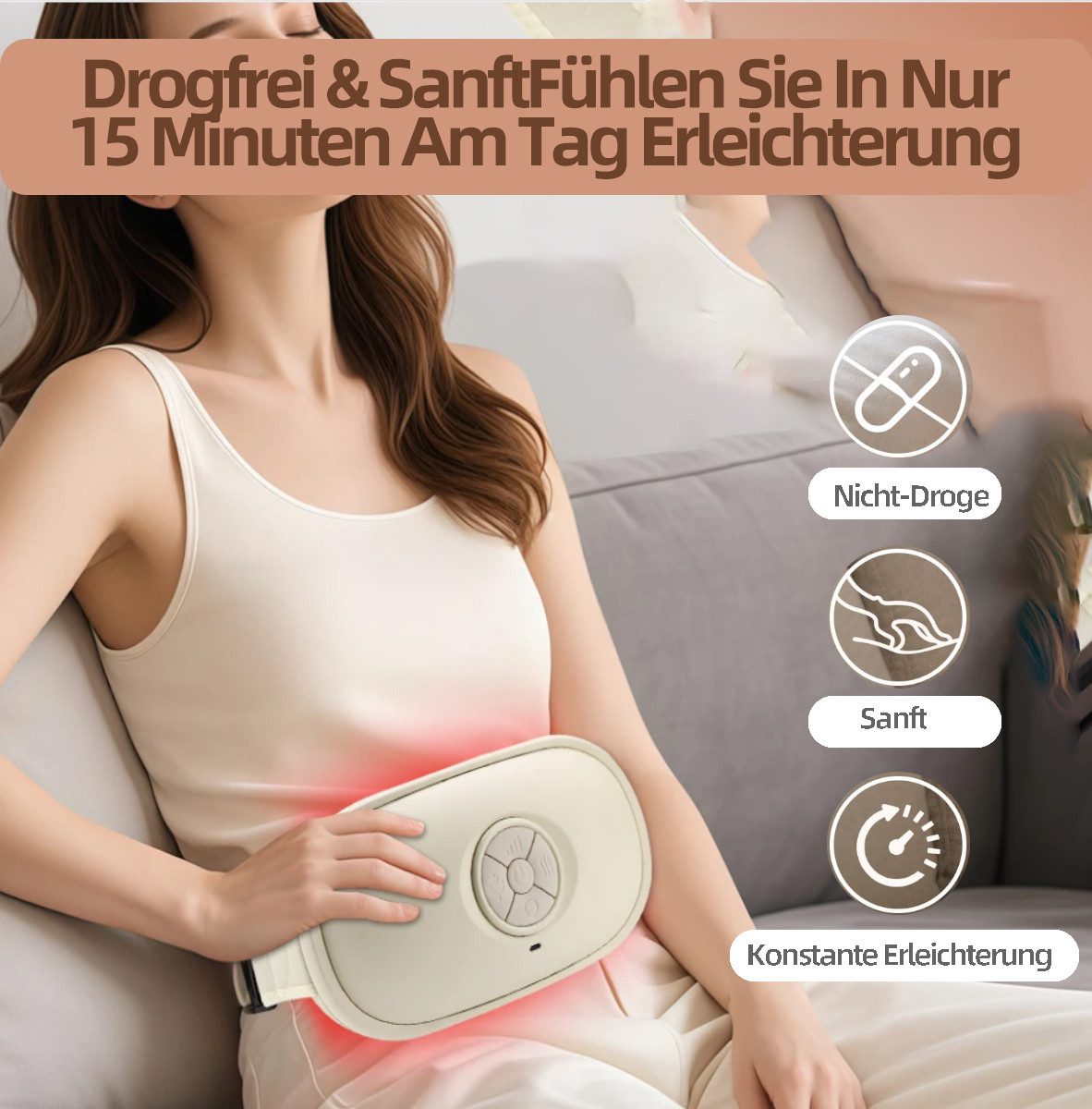 Novzep Bandmassagegerät Bauchmassagegerät zur Linderung von Blähungen, Völlegefühl und Reflux, (1-tlg), wohltuendes Knet-Bauchmassagegerät für die Verdauung, wiederaufladbar