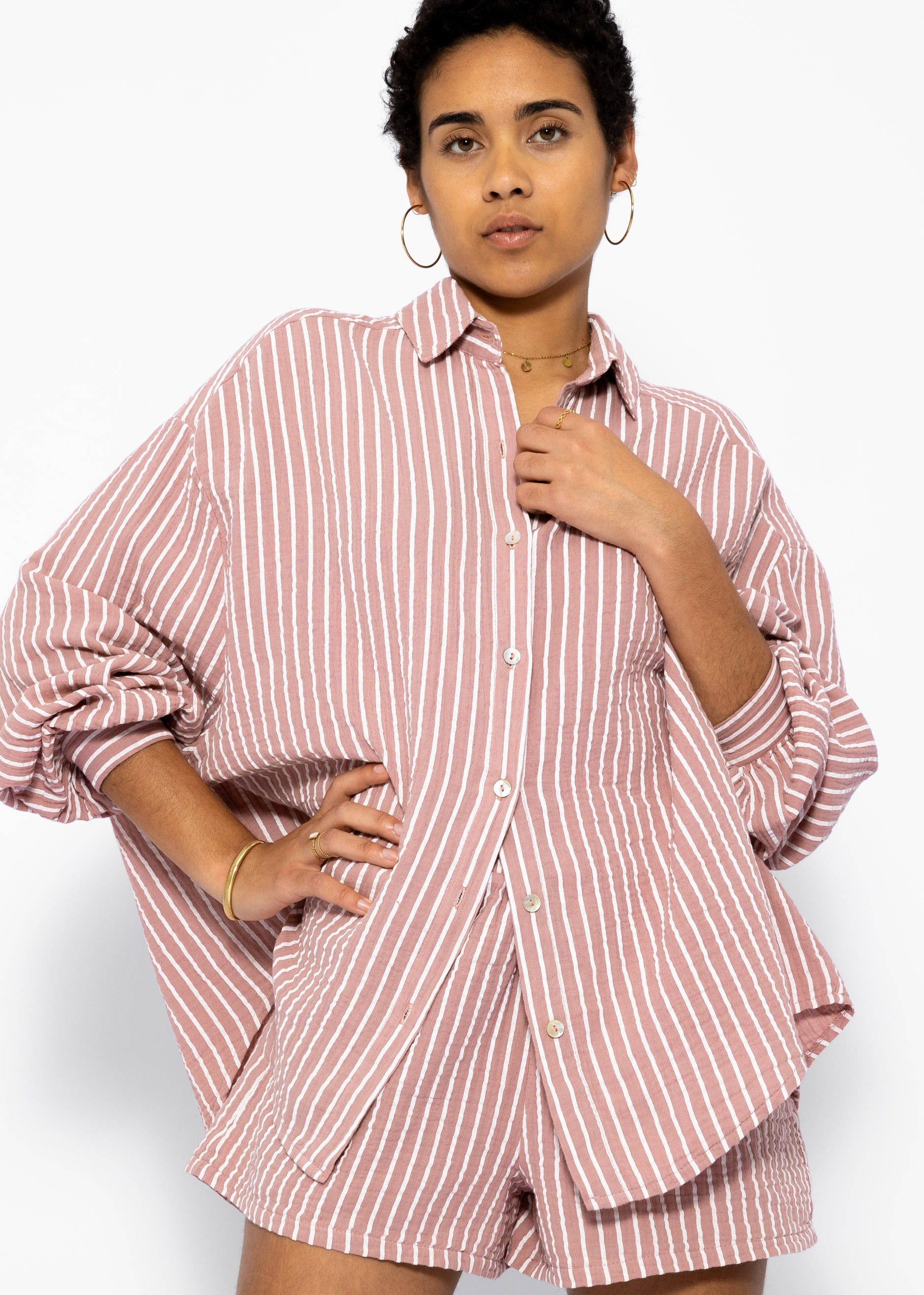 SASSYCLASSY Longbluse Oversize Musselin Bluse Damen günstig online kaufen