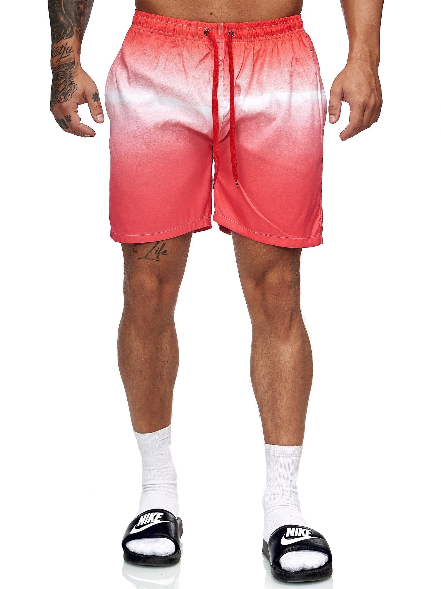 OneRedox Shorts BH200 (Kurze Hose Fitness Bermudas Sweatpants, im Casual 1-tlg., Freizeit 200 modischem Design) Rot