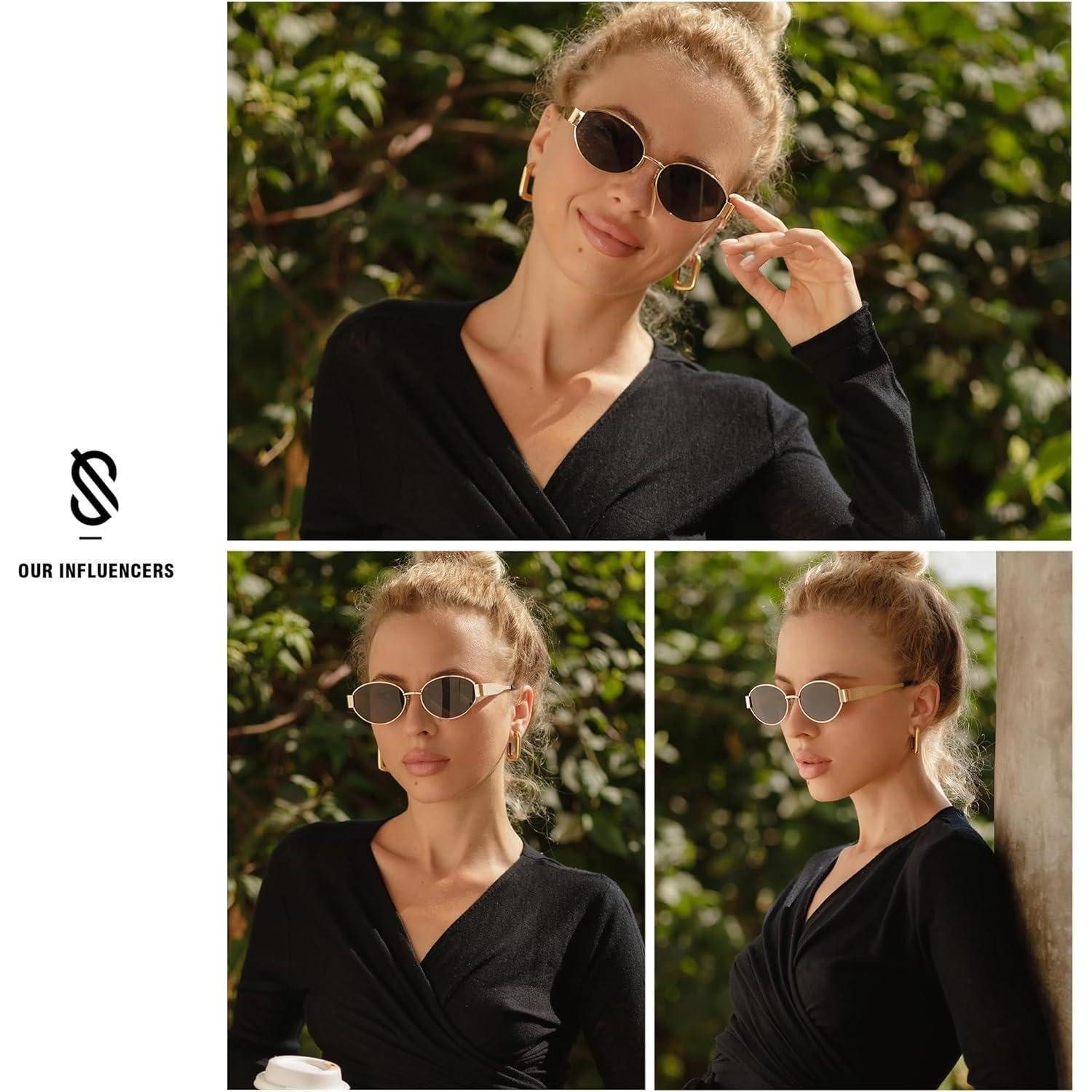 LuxusKollektion Retrosonnenbrille Sonnenbrille Retro Damen Herren Oval Metal UV400 SJ1217 Silbergrau