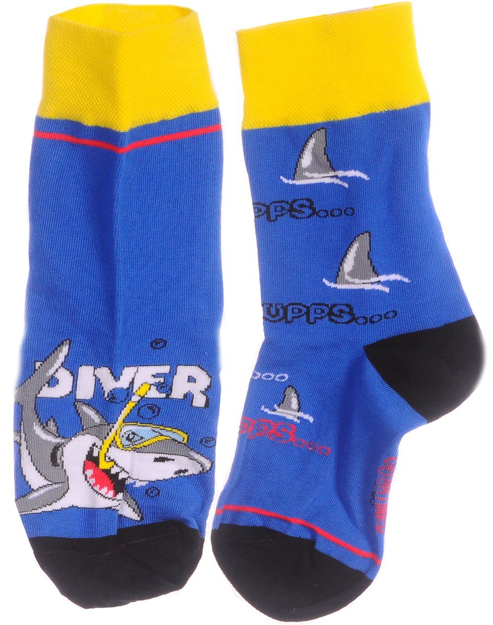 Martinex Freizeitsocken 1 Paar Socken lustige bunte witzige in Blau mit Hai Motiv