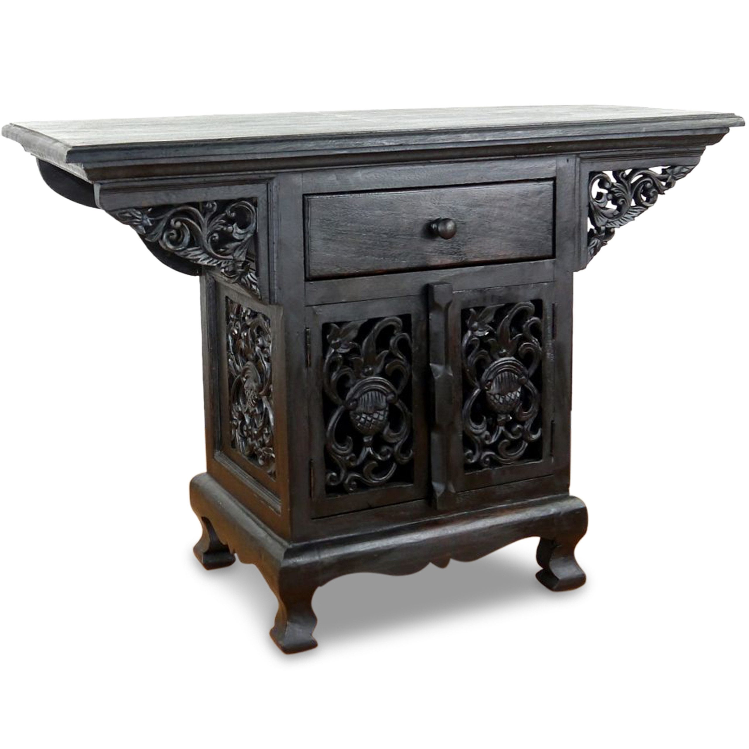 livasia Anrichte Anrichte 100x40x70cm Massivholz Akazie handgeschnitzt aus Thailand