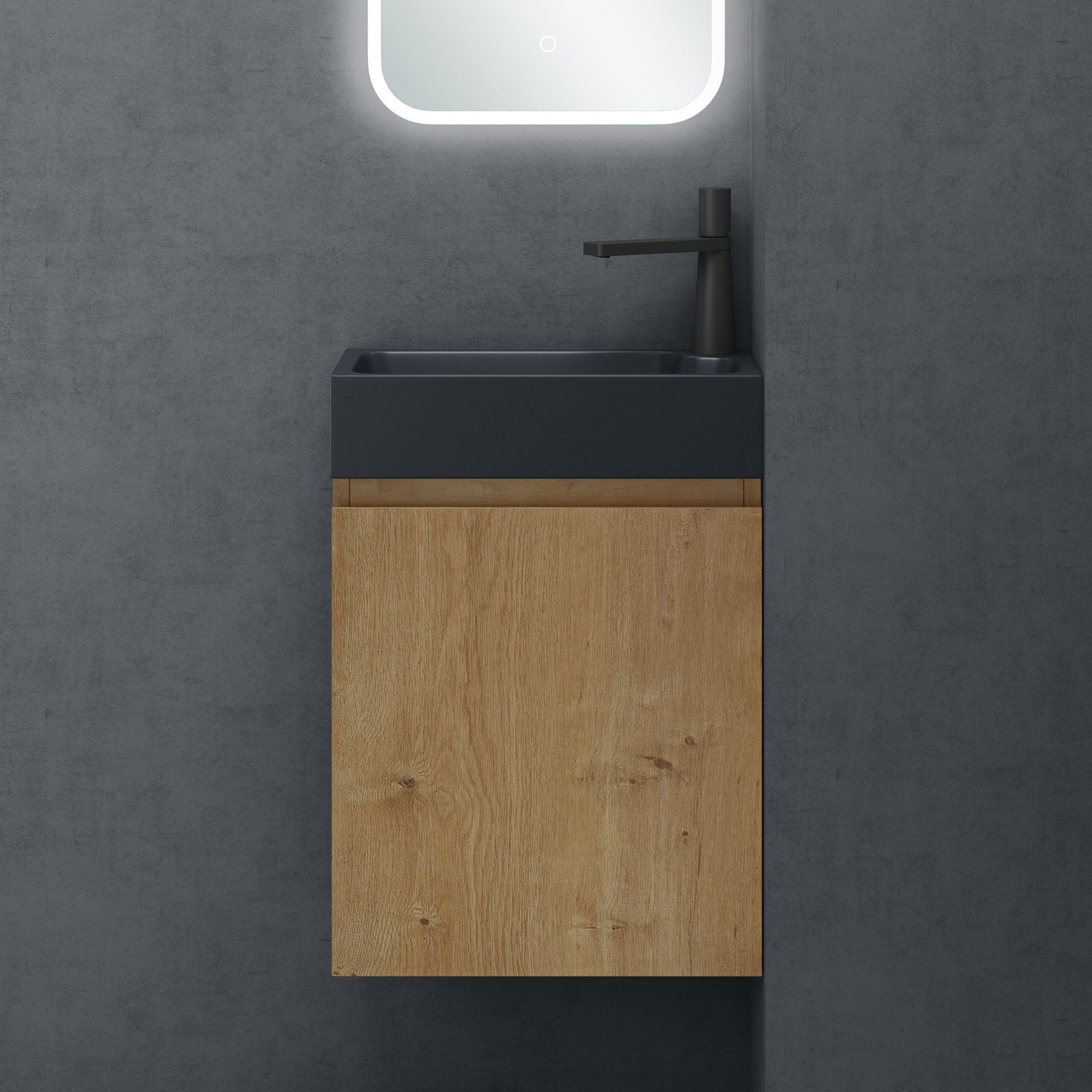 doporro Badmöbel-Set Waschtisch mit Unterschrank 46x26x63cm Holzwerkstoff 2/3 St. Pisa02, Holzbeschichtung