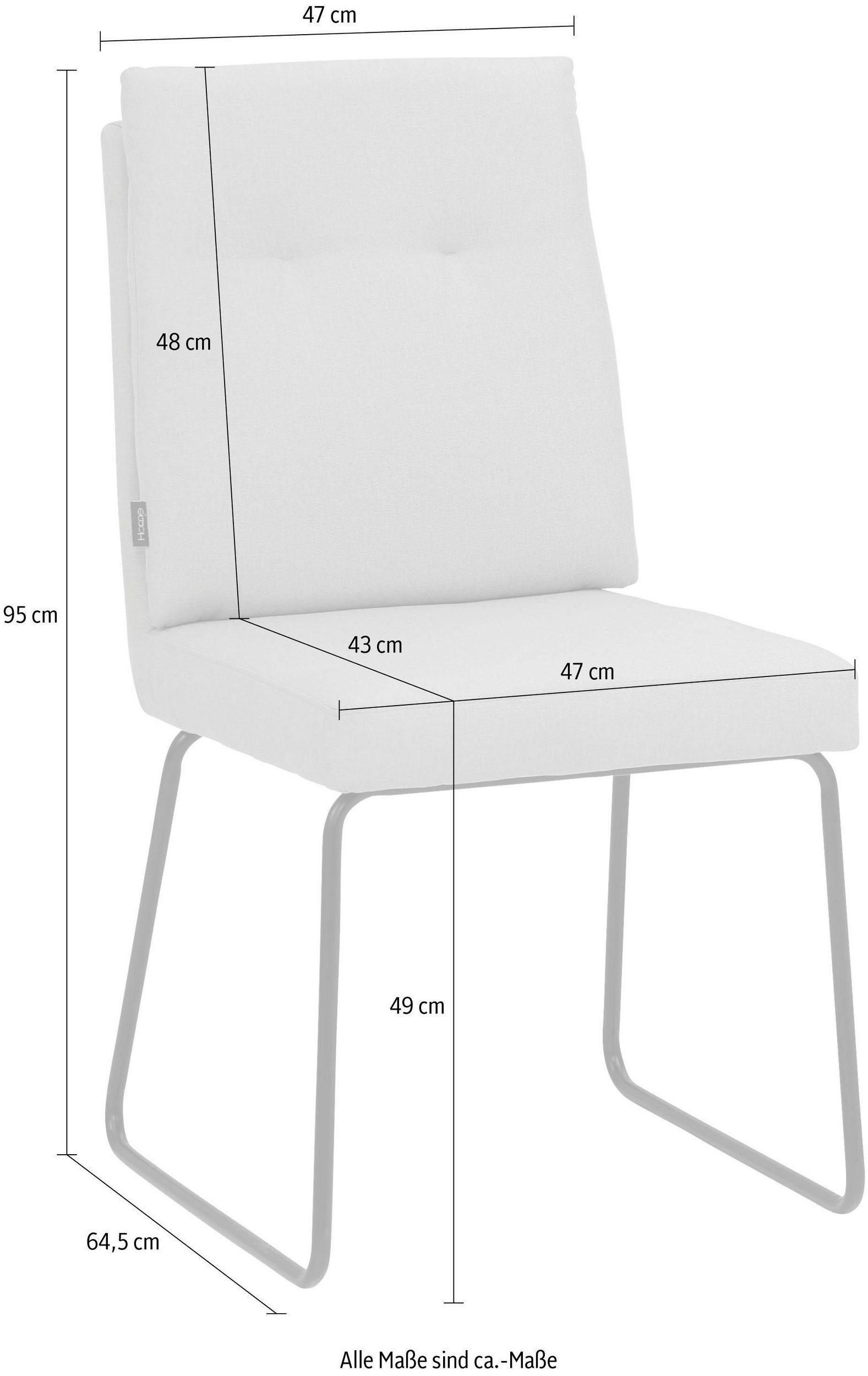 Sitzhöhe St), aus loft24 Kufengestell Esszimmerstuhl 2 Polsterstuhl, Metall, 49 (Set, cm Jim