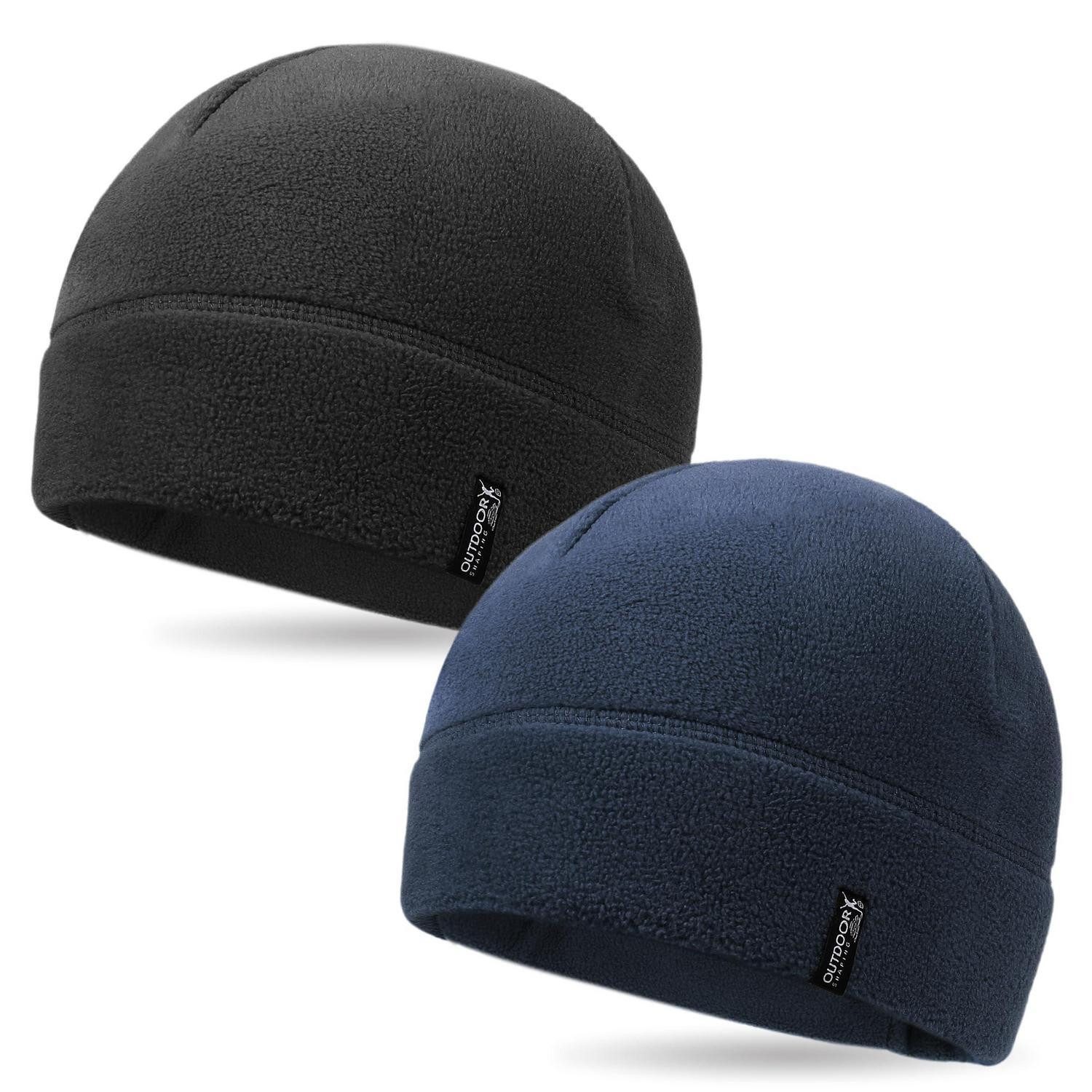 LuxusKollektion Fleecemütze Fleecemütze 2er-Pack Unisex warm helmtauglich Schwarz Marineblau