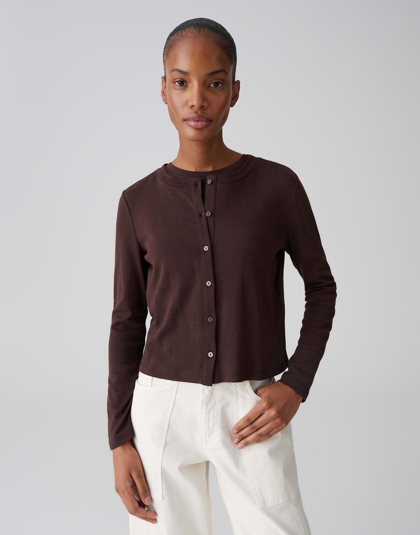 OPUS Shirtjacke Jerseyjacke aus BCI Cotton Mix Schmale Passform, leicht elastisch, Pull-on