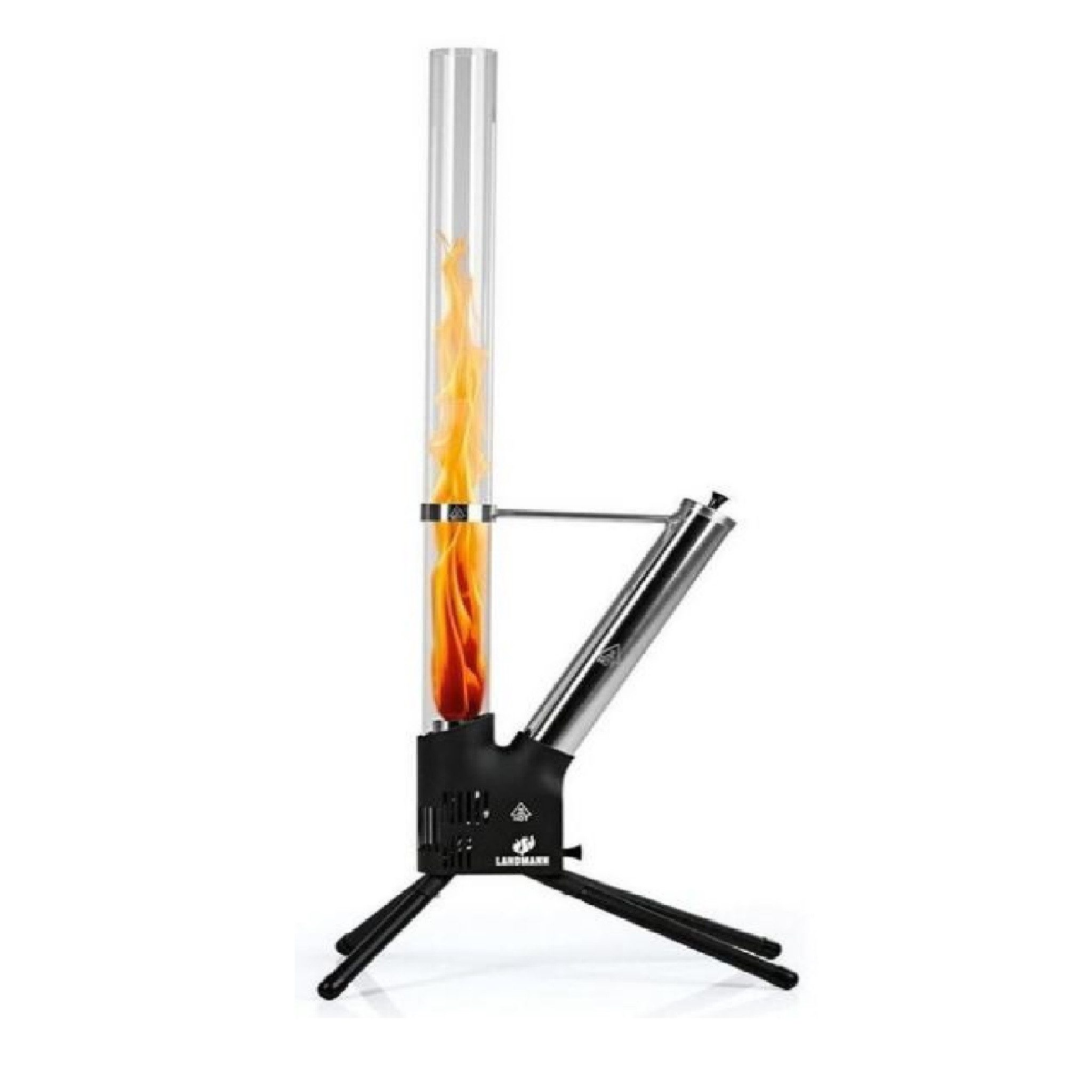 Home4Living Feuerstelle Feuersäule – Pellet Feuerstelle raucharm Glasrohr 126,5cm, raucharm